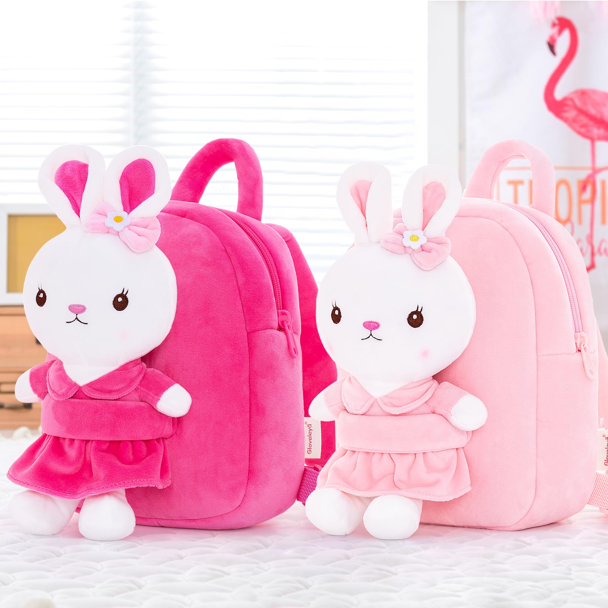 Foto 4 | Mochila Gloveleya Kids Girl Con Conejito De Peluche, Rosa Roja - Venta Internacional.