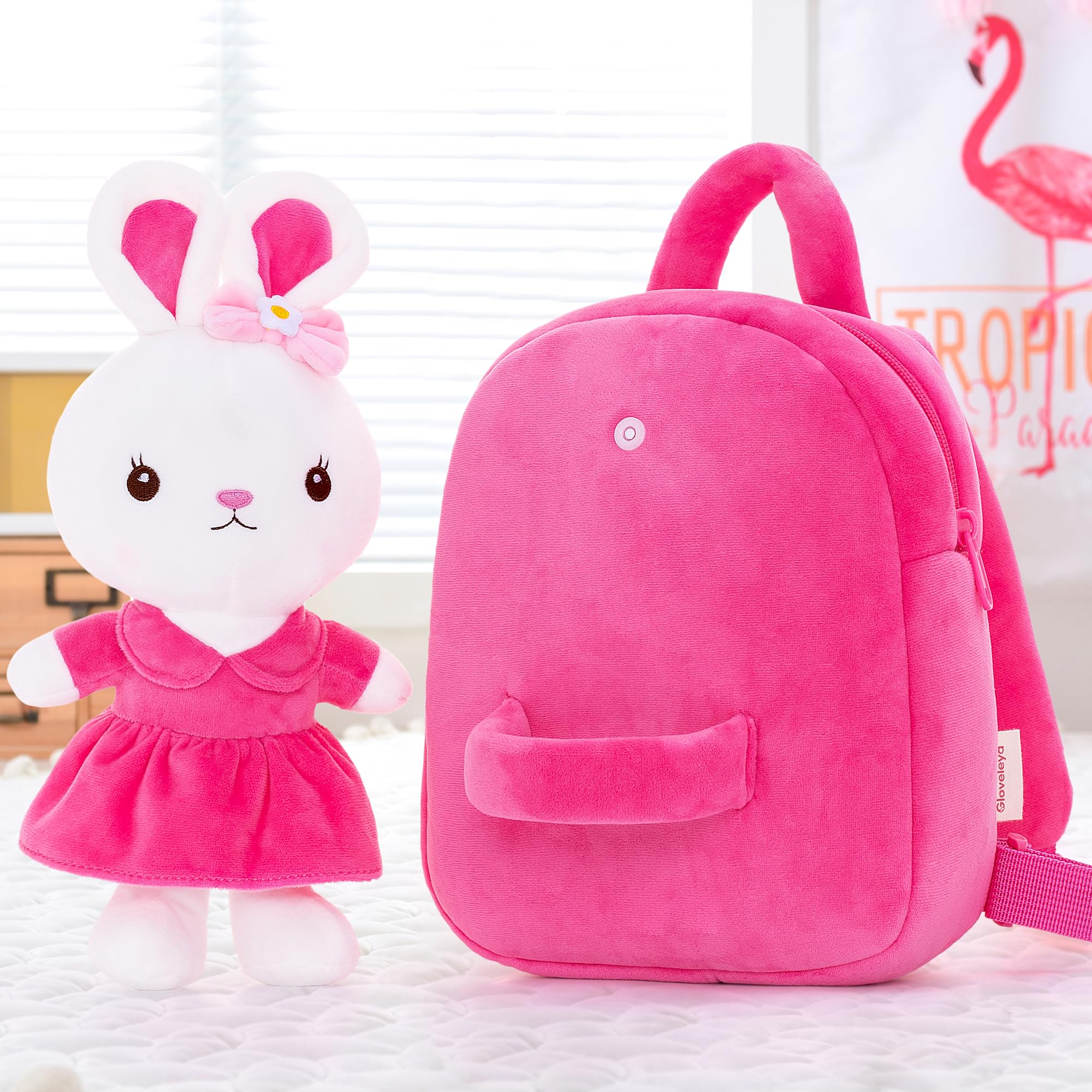 Foto 7 | Mochila Gloveleya Kids Girl Con Conejito De Peluche, Rosa Roja - Venta Internacional.