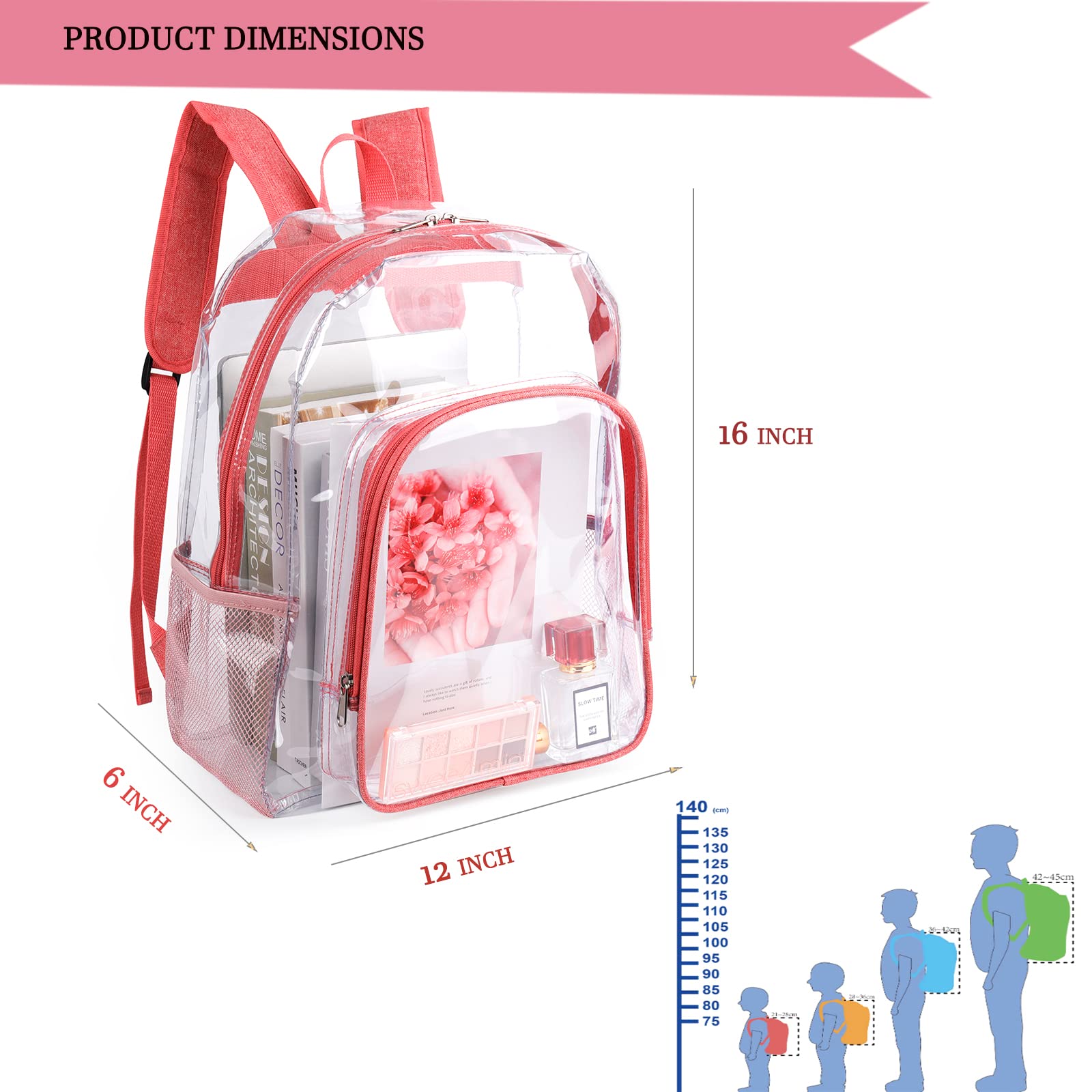 Foto 3 pulgar | Mochila Fomaris Pink Clear Para Niñas Y Mujeres De 40 Cm Con Botella De 2 Litros - Venta Internacional.