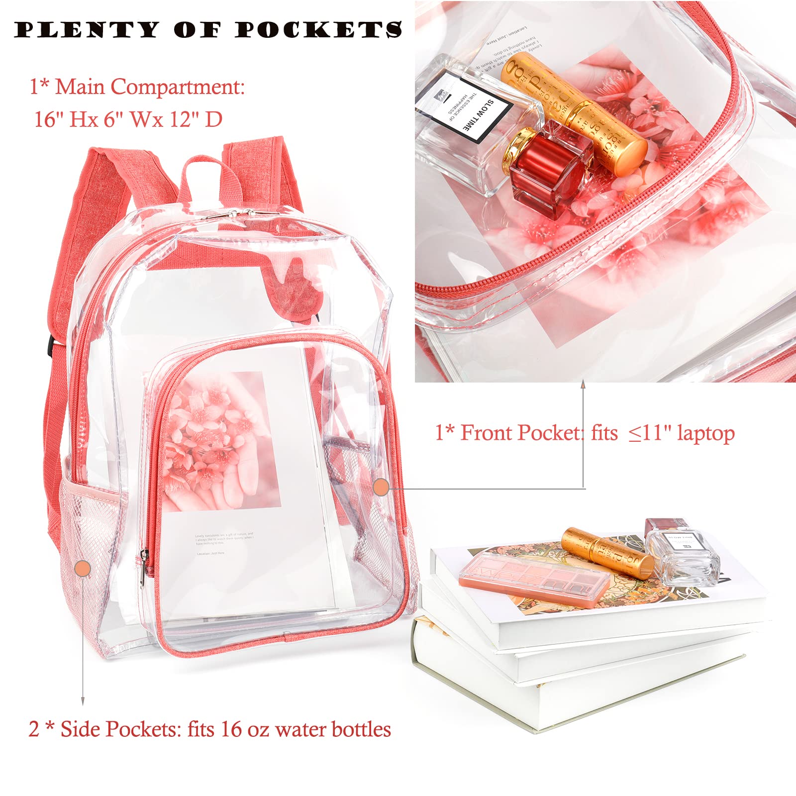 Foto 4 pulgar | Mochila Fomaris Pink Clear Para Niñas Y Mujeres De 40 Cm Con Botella De 2 Litros - Venta Internacional.