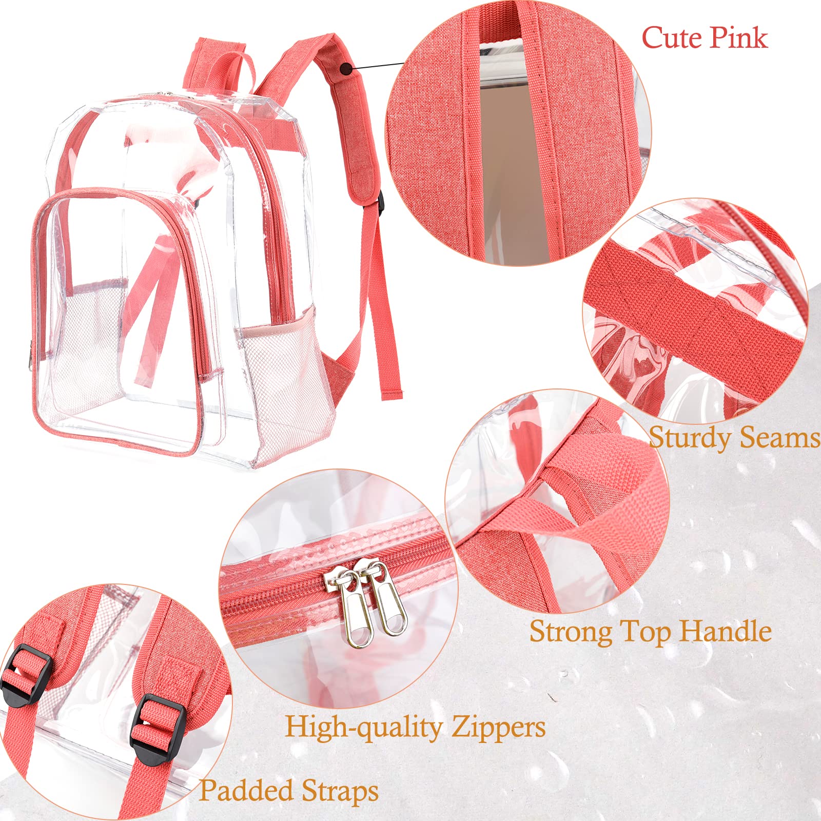 Foto 7 pulgar | Mochila Fomaris Pink Clear Para Niñas Y Mujeres De 40 Cm Con Botella De 2 Litros - Venta Internacional.