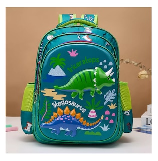 Foto 2 | Mochila Escolar Caricatura Impermeable Verde Dinosaurios