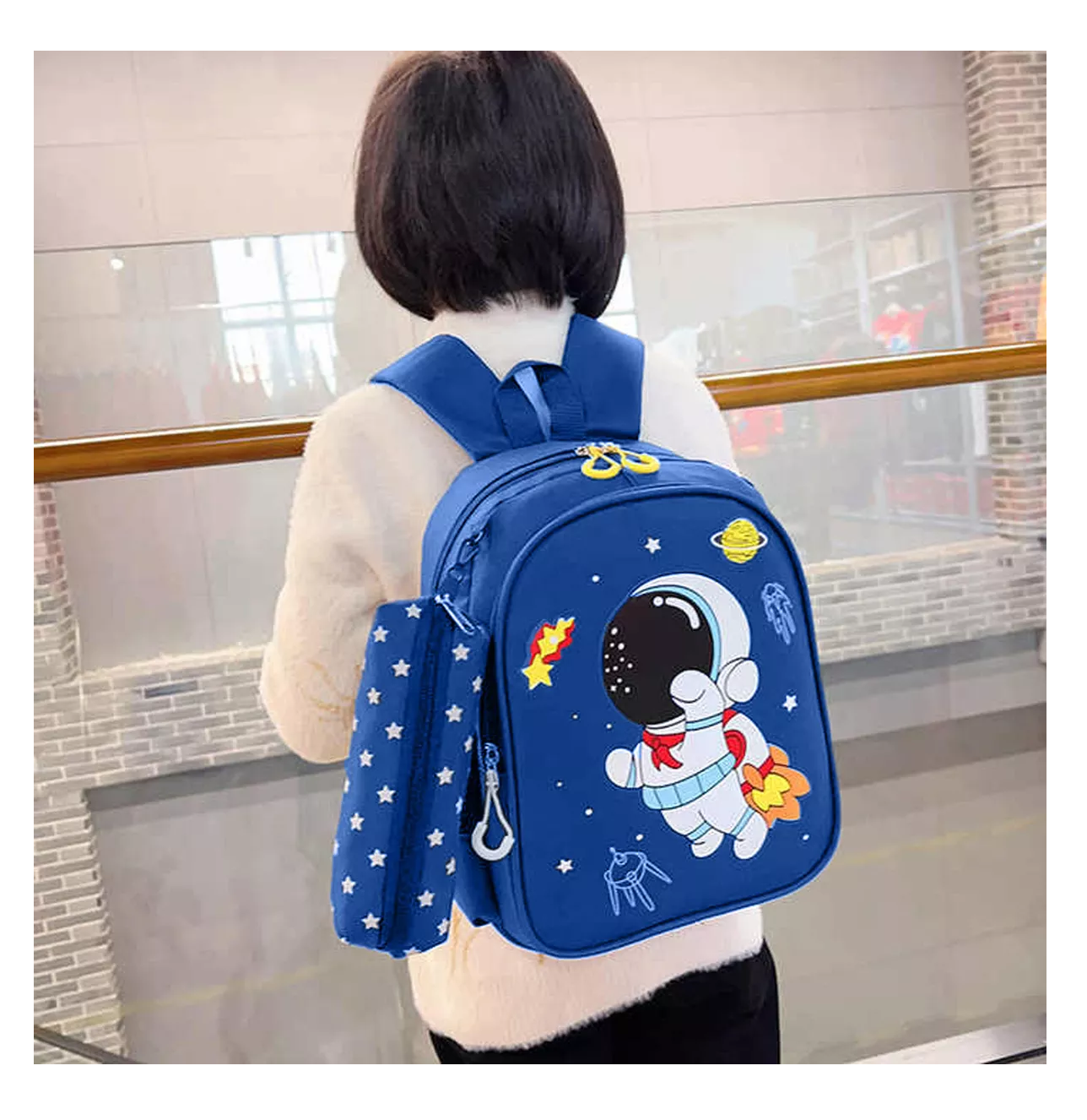 Foto 4 pulgar | Mochila Impermeable Diseño Astronauta En Tela De Nailon, Azul