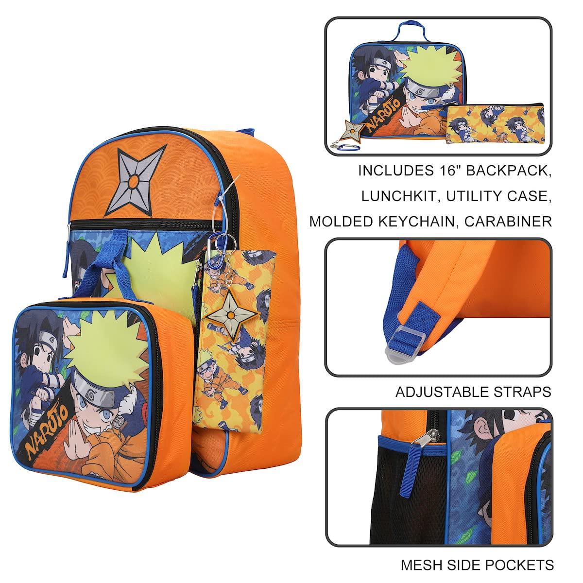 Foto 2 | Set De Mochilas Bioworld Naruto Classic Sasuke Vs Naruto 16 - Venta Internacional.