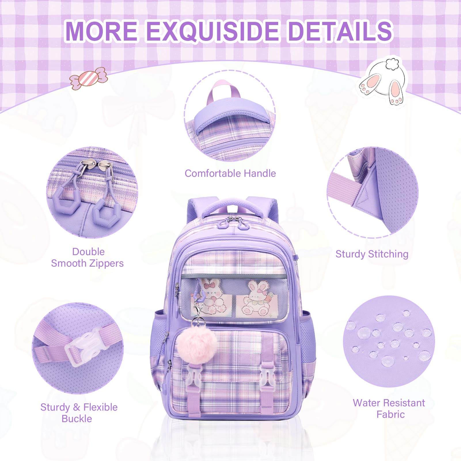Foto 4 | Mochila Bevalsa Morada con 3 Piezas  - Venta Internacional