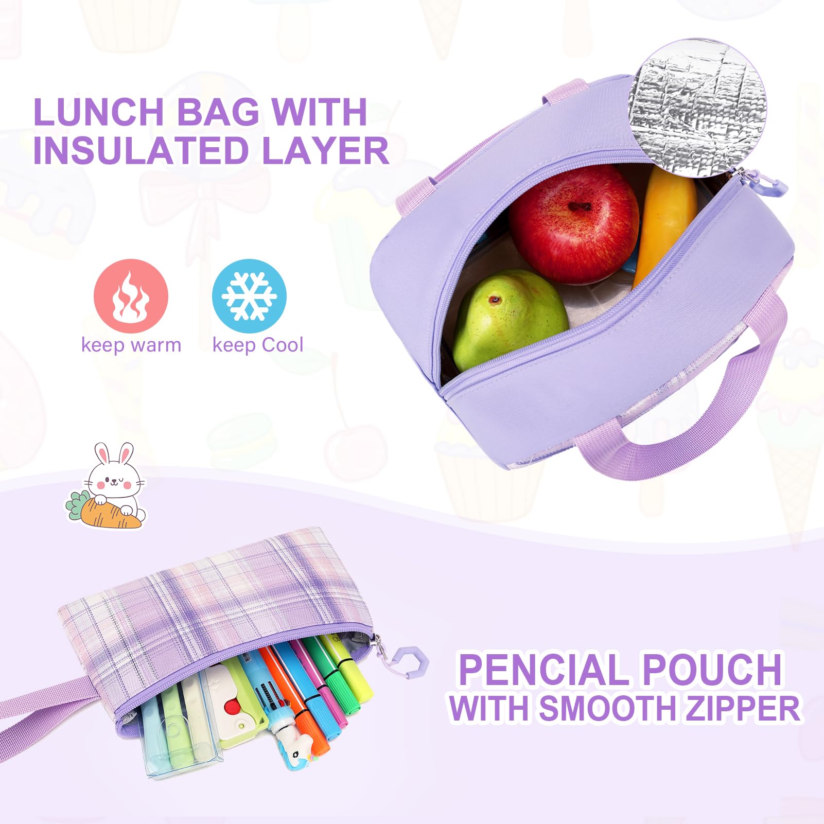 Foto 6 pulgar | Mochila Bevalsa Morada con 3 Piezas  - Venta Internacional