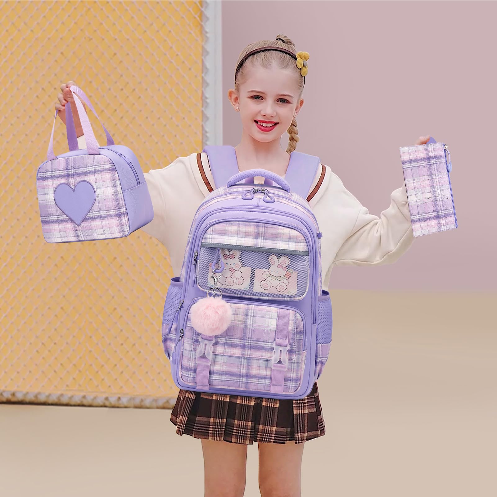 Foto 7 pulgar | Mochila Bevalsa Morada con 3 Piezas  - Venta Internacional