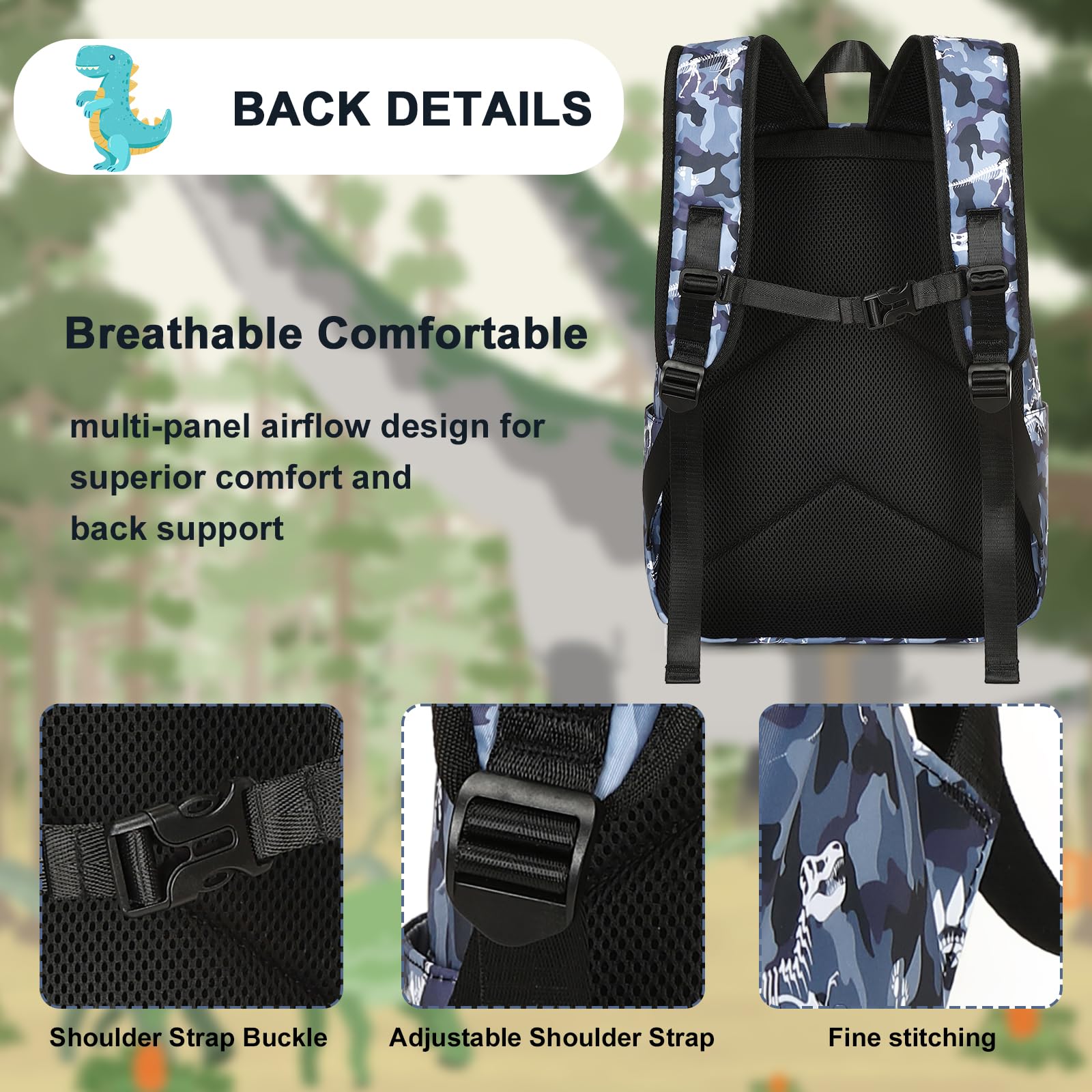 Foto 3 pulgar | Mochila Escolar Ledaou Para Niños Con Lonchera Con Diseño De Dinosaurio - Venta Internacional.