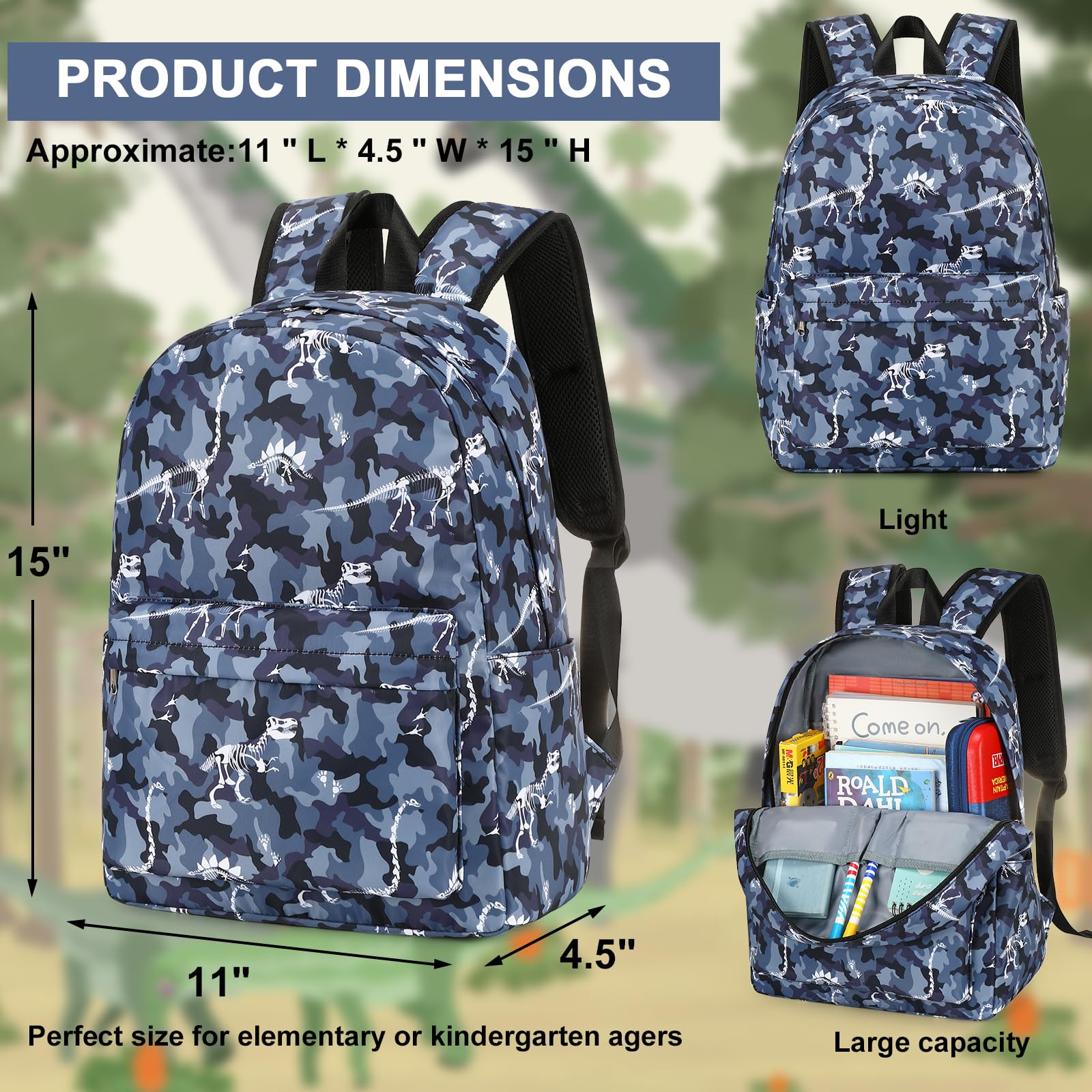 Foto 5 pulgar | Mochila Escolar Ledaou Para Niños Con Lonchera Con Diseño De Dinosaurio - Venta Internacional.