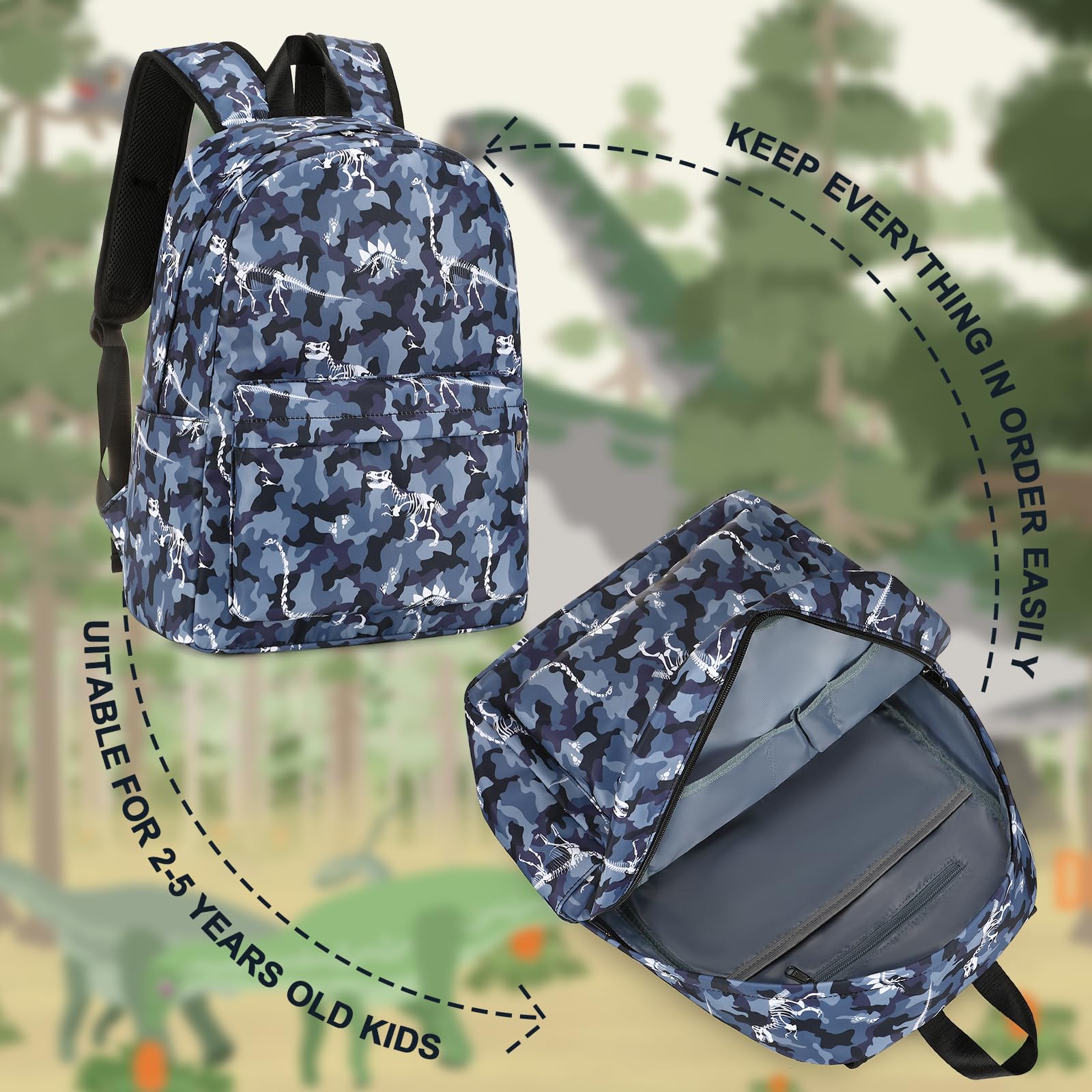 Foto 8 pulgar | Mochila Escolar Ledaou Para Niños Con Lonchera Con Diseño De Dinosaurio - Venta Internacional.