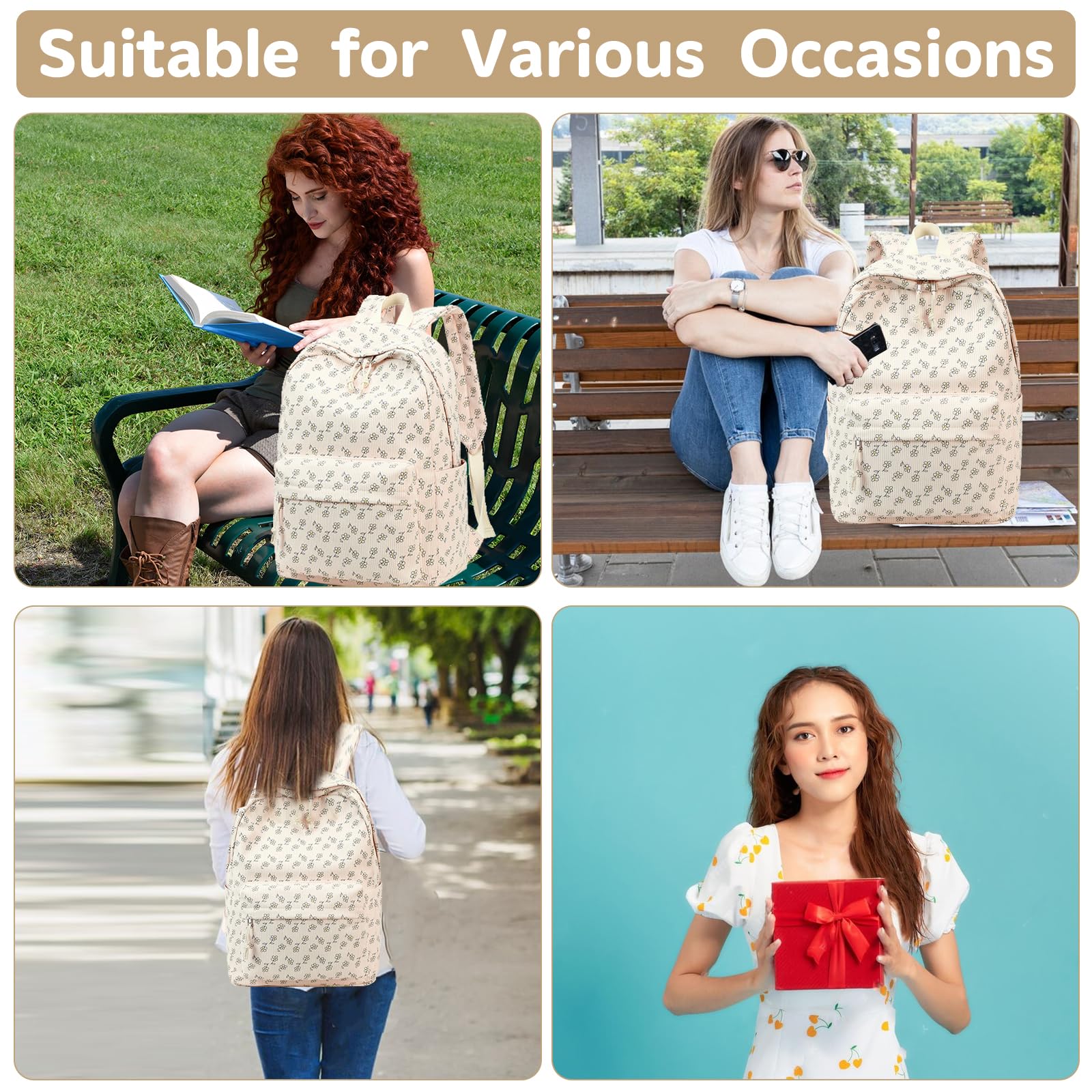 Foto 4 pulgar | Mochila Bluboon Para Niñas En Edad Escolar, Bolsa De Pana, 13 Pulgadas - Venta Internacional.