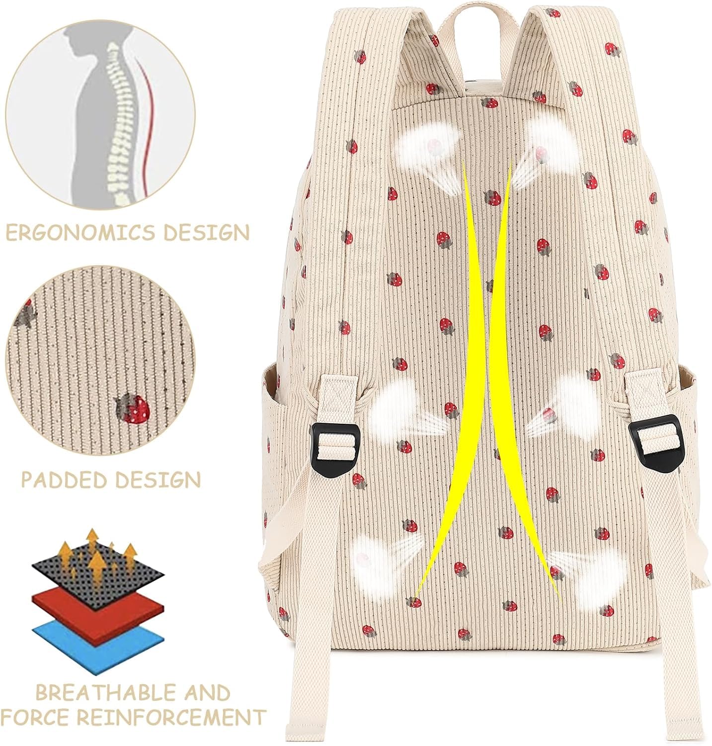 Foto 7 pulgar | Mochila Bluboon Para Niñas En Edad Escolar, Bolsa De Pana, 13 Pulgadas - Venta Internacional.