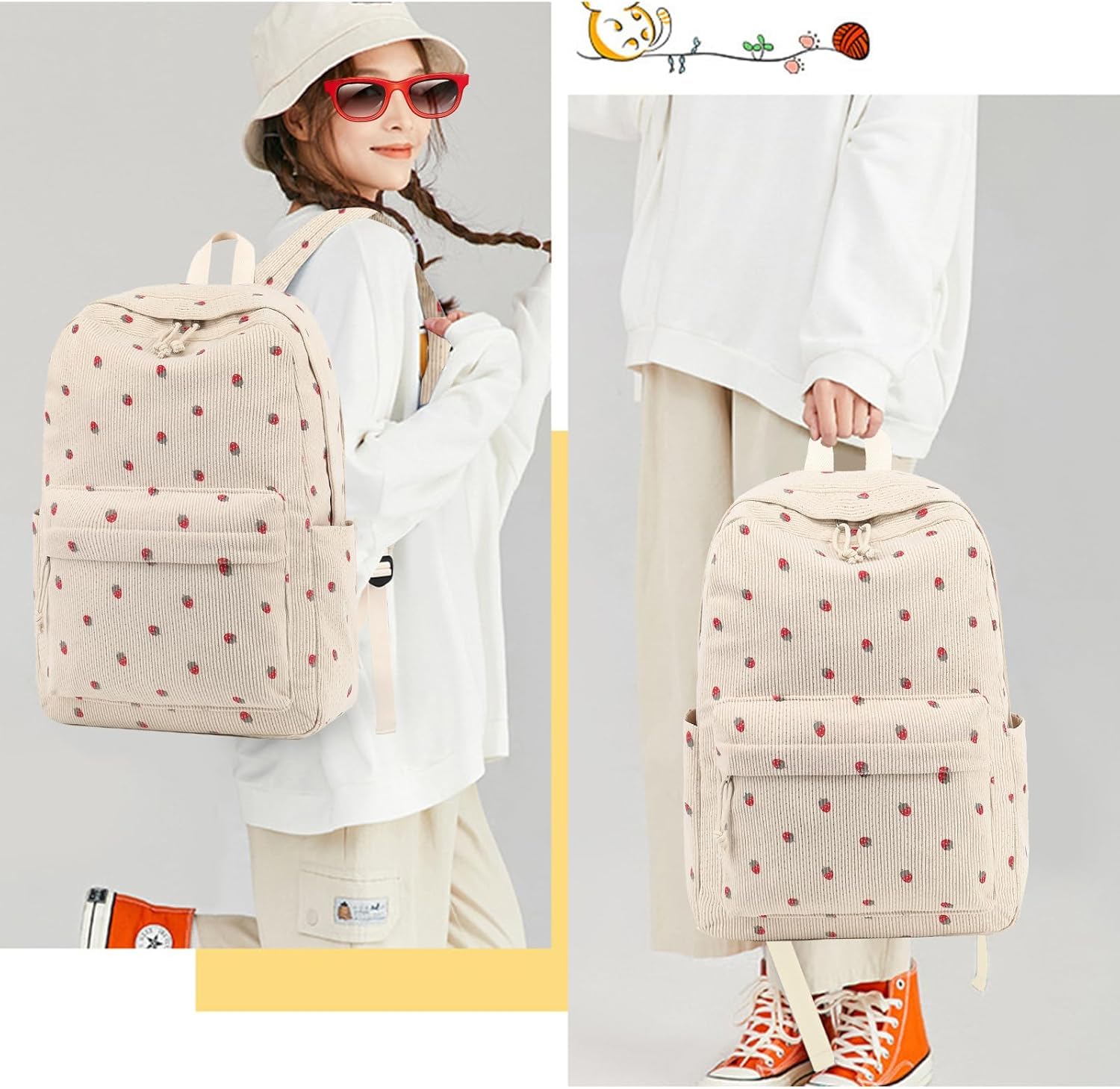 Foto 8 pulgar | Mochila Bluboon Para Niñas En Edad Escolar, Bolsa De Pana, 13 Pulgadas - Venta Internacional.