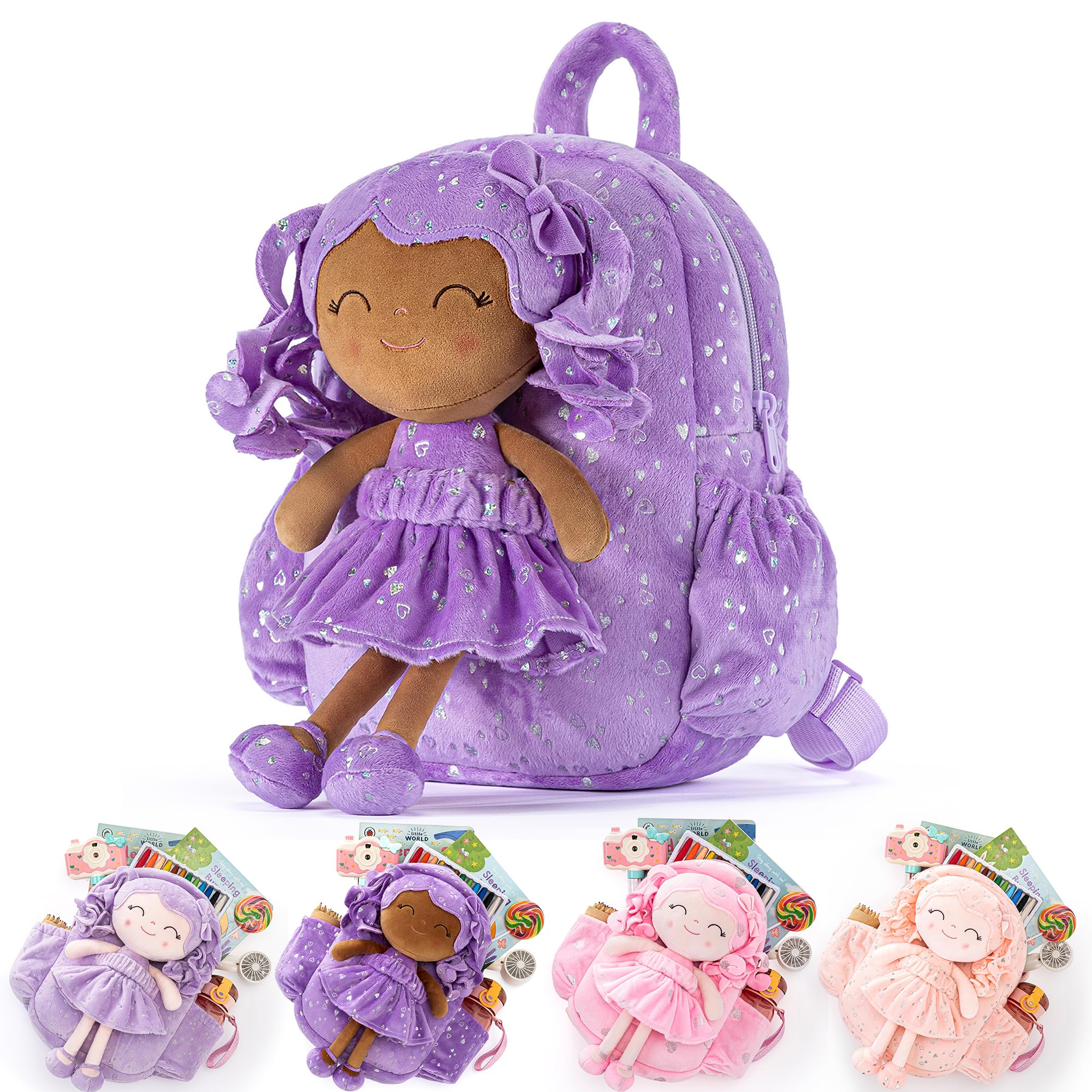 Foto 2 pulgar | Mochila Gloveleya Morada 28 cm de Felpa con Muñeca - Venta Internacional