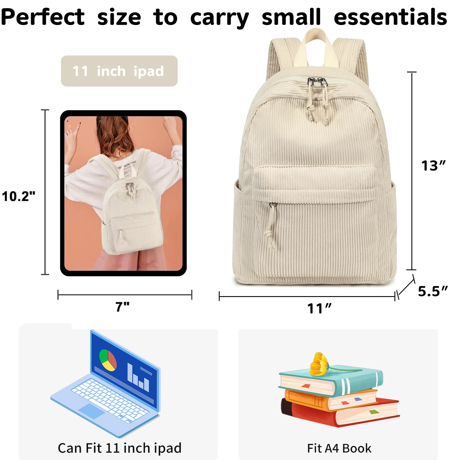 Foto 4 pulgar | Mochila Bluboon Mini Para Niñas Pequeñas Con Estampado Floral De Pana - Venta Internacional.
