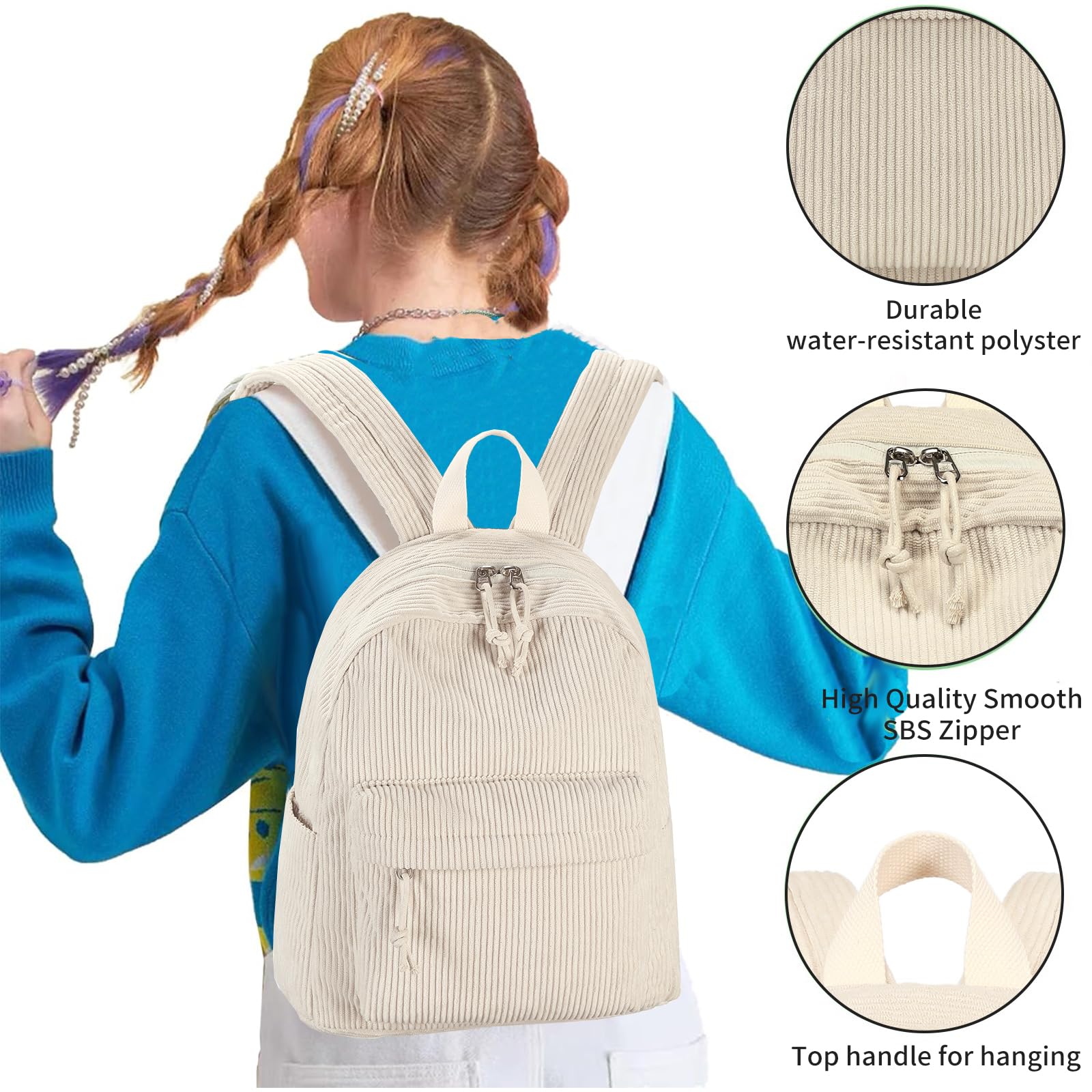 Foto 5 pulgar | Mochila Bluboon Mini Para Niñas Pequeñas Con Estampado Floral De Pana - Venta Internacional.