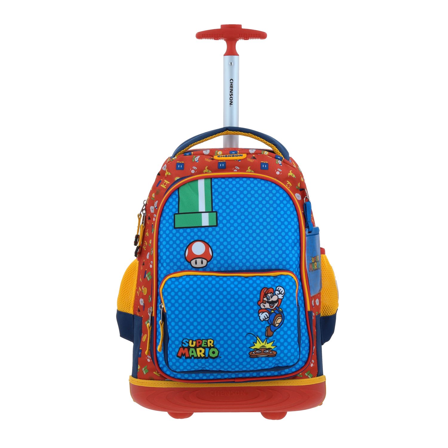 Mochila Grande Con Ruedas Y Luces Led Chenson Mario Bros Onder Mb70511-9