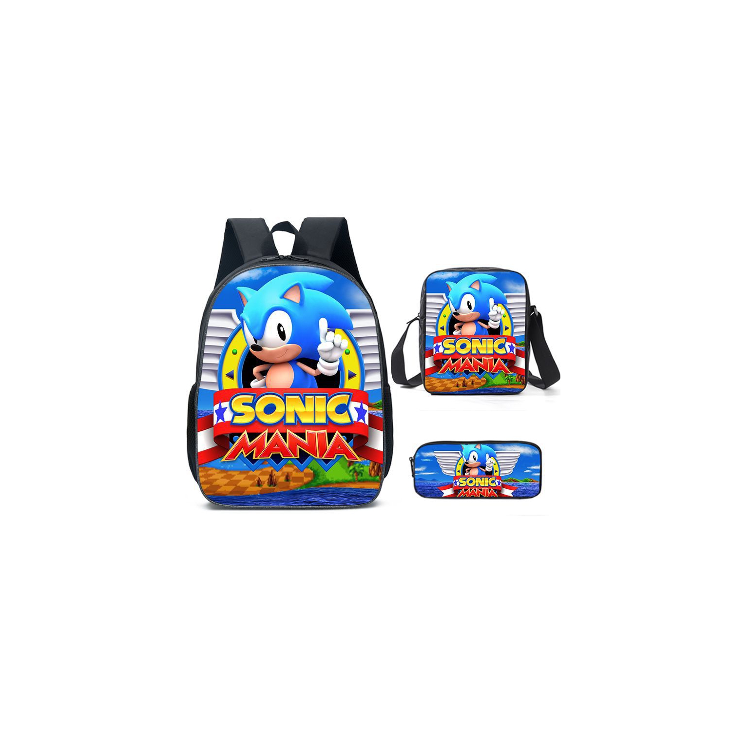 Foto 2 pulgar | Mochila Escolar con Lonchera y Lapicera de Sonic-Venta Internacional