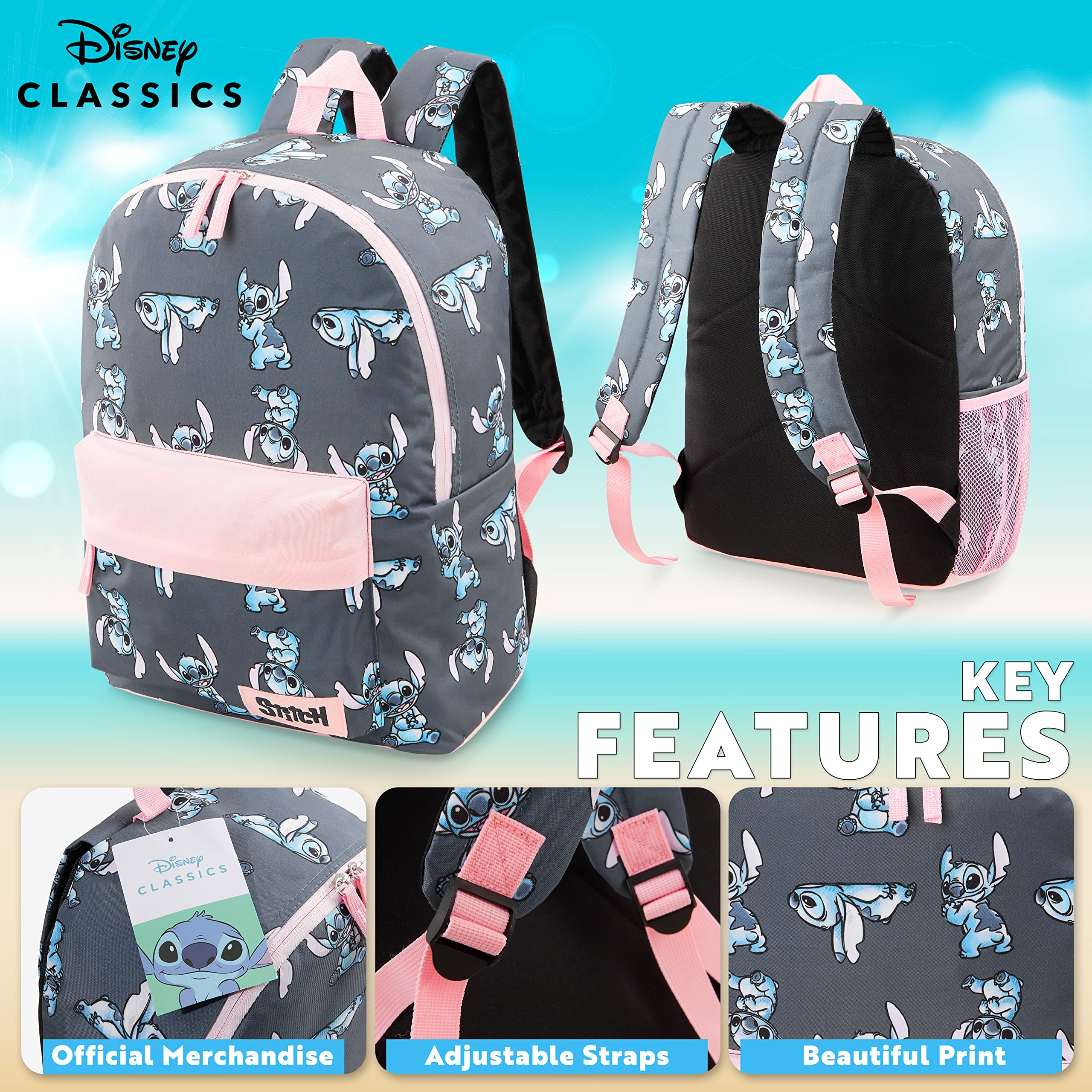 Foto 4 pulgar | Mochila Disney Stitch Para Niñas Azul Marino/rosa - Venta Internacional.