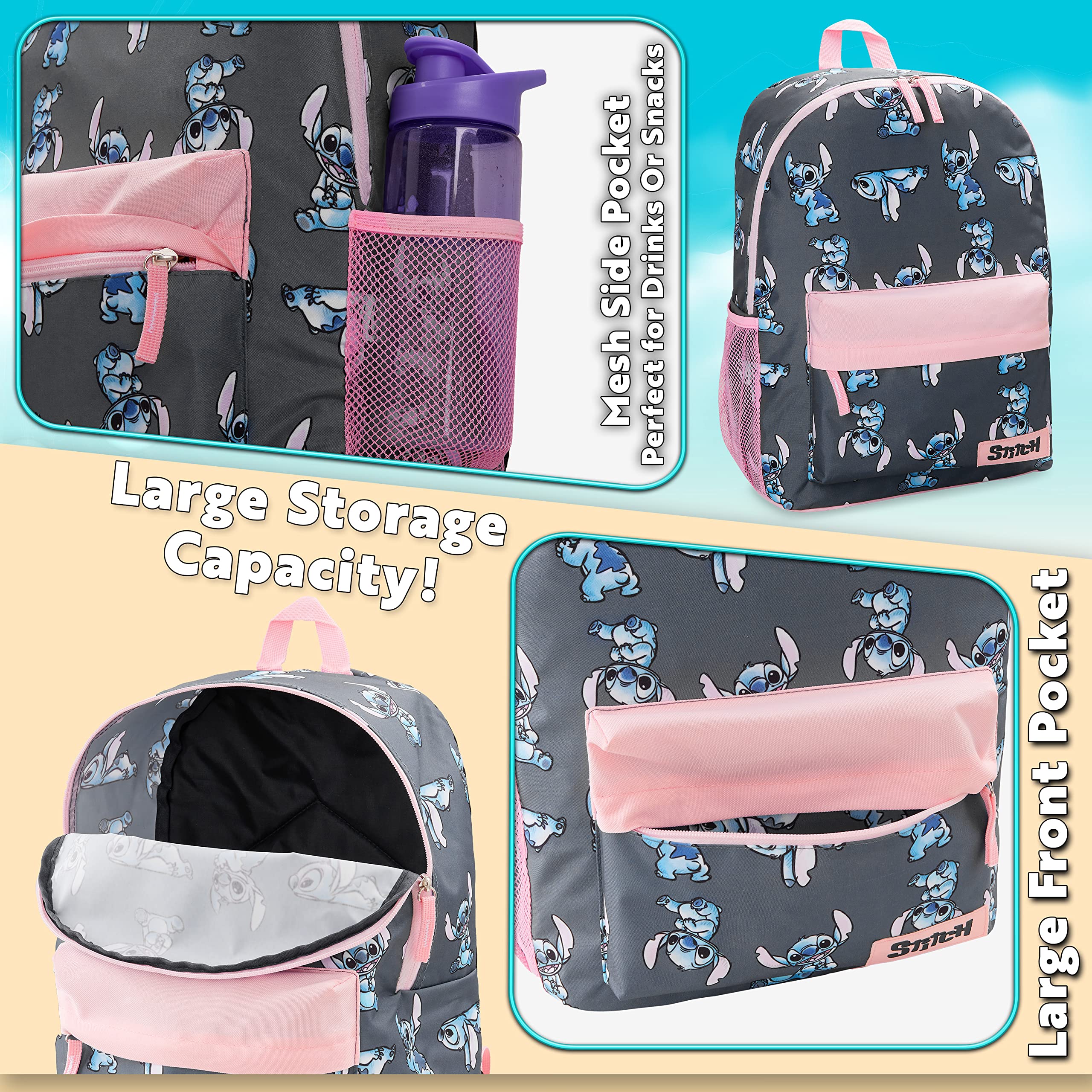 Foto 6 pulgar | Mochila Disney Stitch Para Niñas Azul Marino/rosa - Venta Internacional.