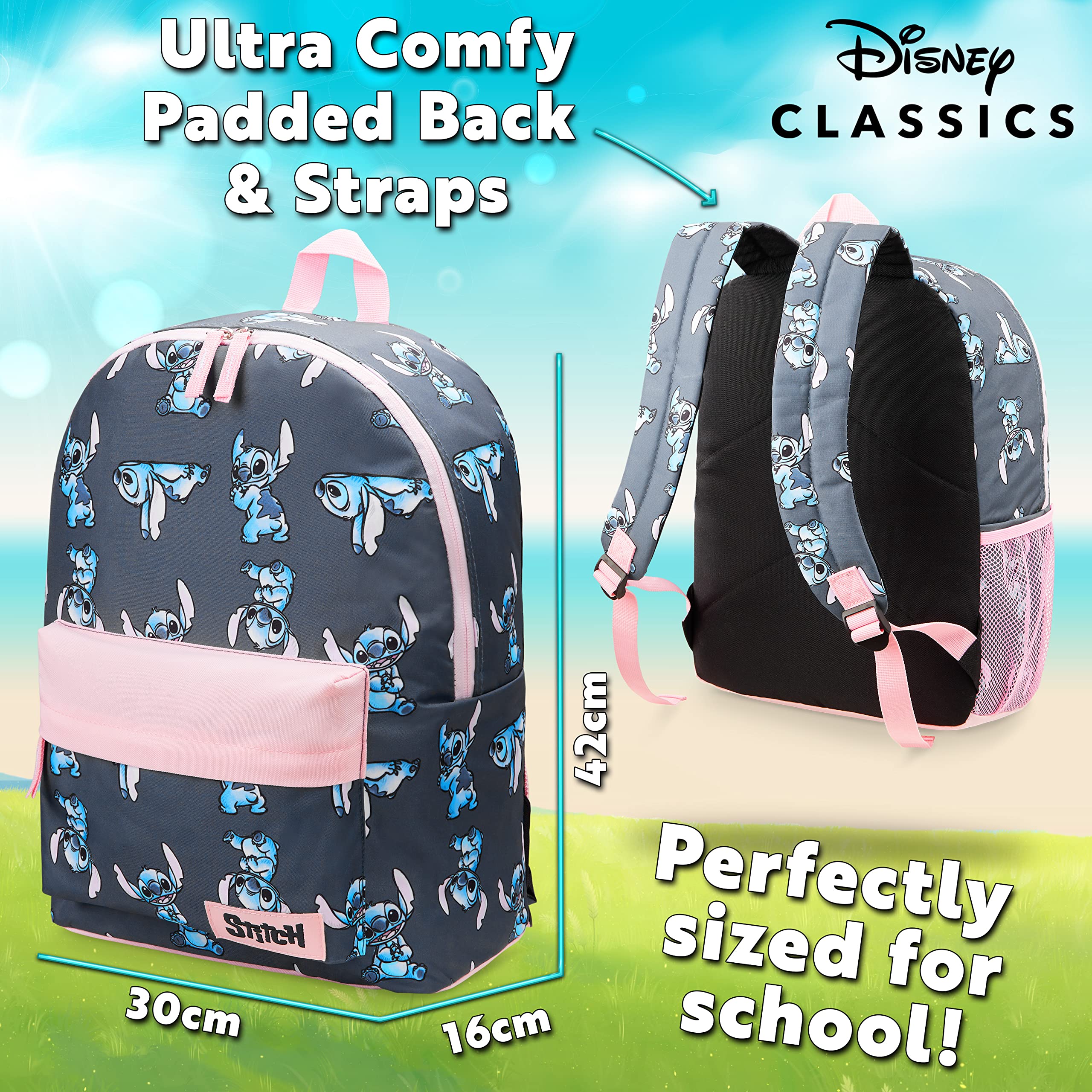 Foto 7 pulgar | Mochila Disney Stitch Para Niñas Azul Marino/rosa - Venta Internacional.