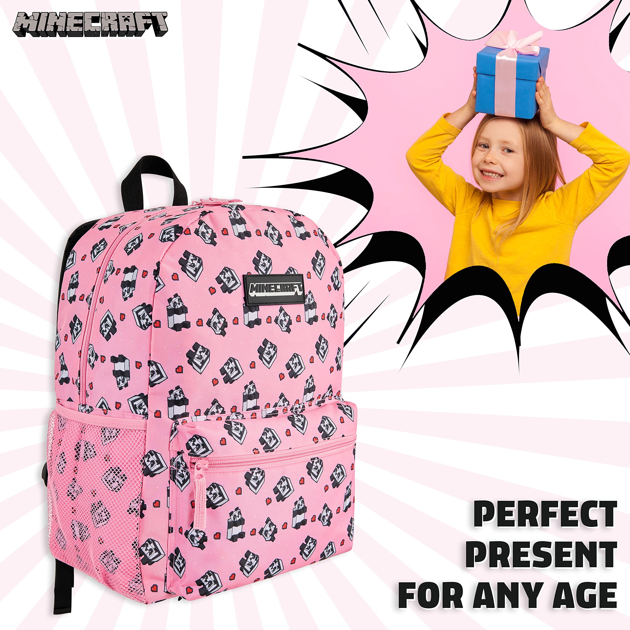 Foto 5 pulgar | Mochila Escolar Minecraft Kids Con Bolsillo Frontal Rosa - Venta Internacional.