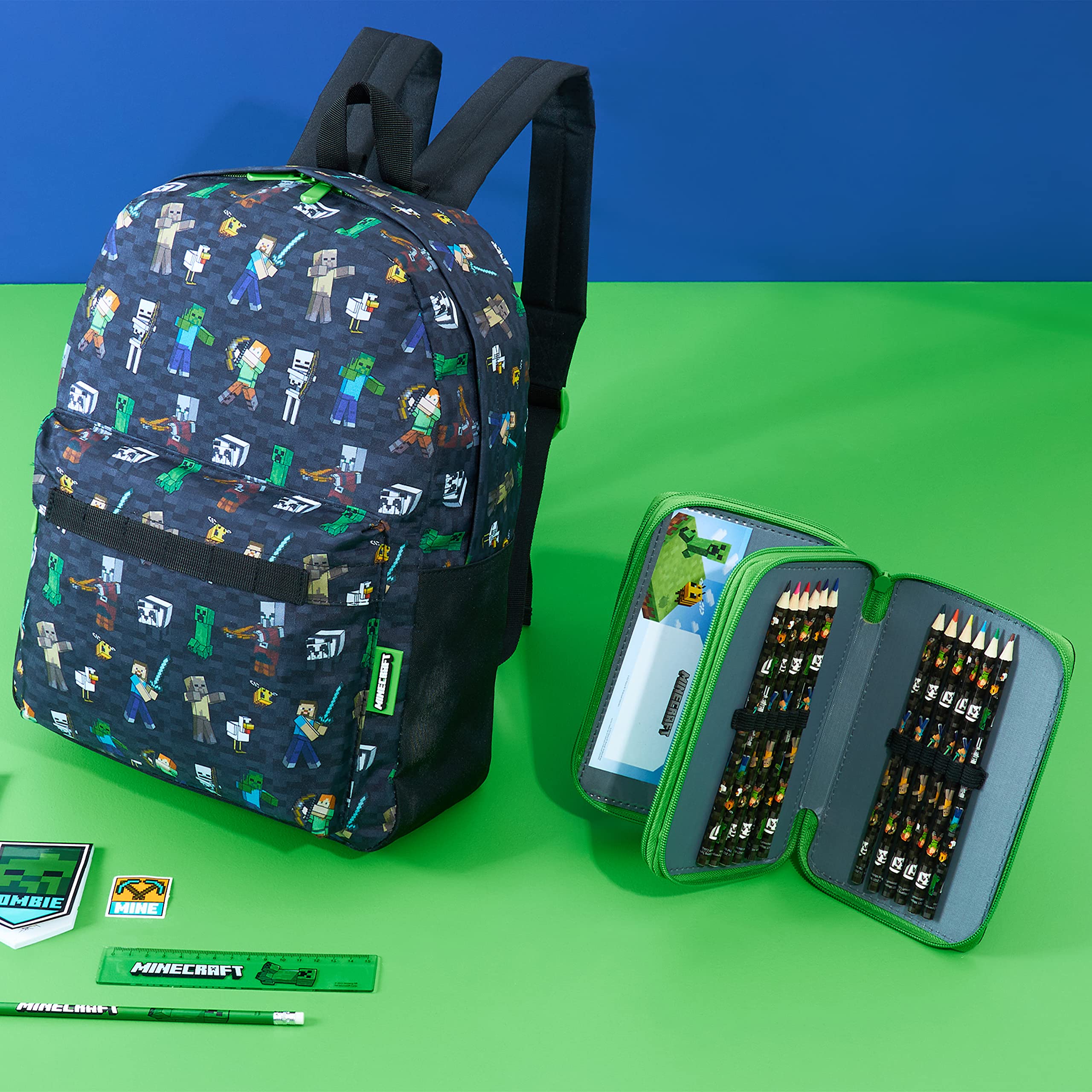 Foto 3 pulgar | Mochila Escolar Minecraft Kids Con Bolsillo Frontal Black App - Venta Internacional.