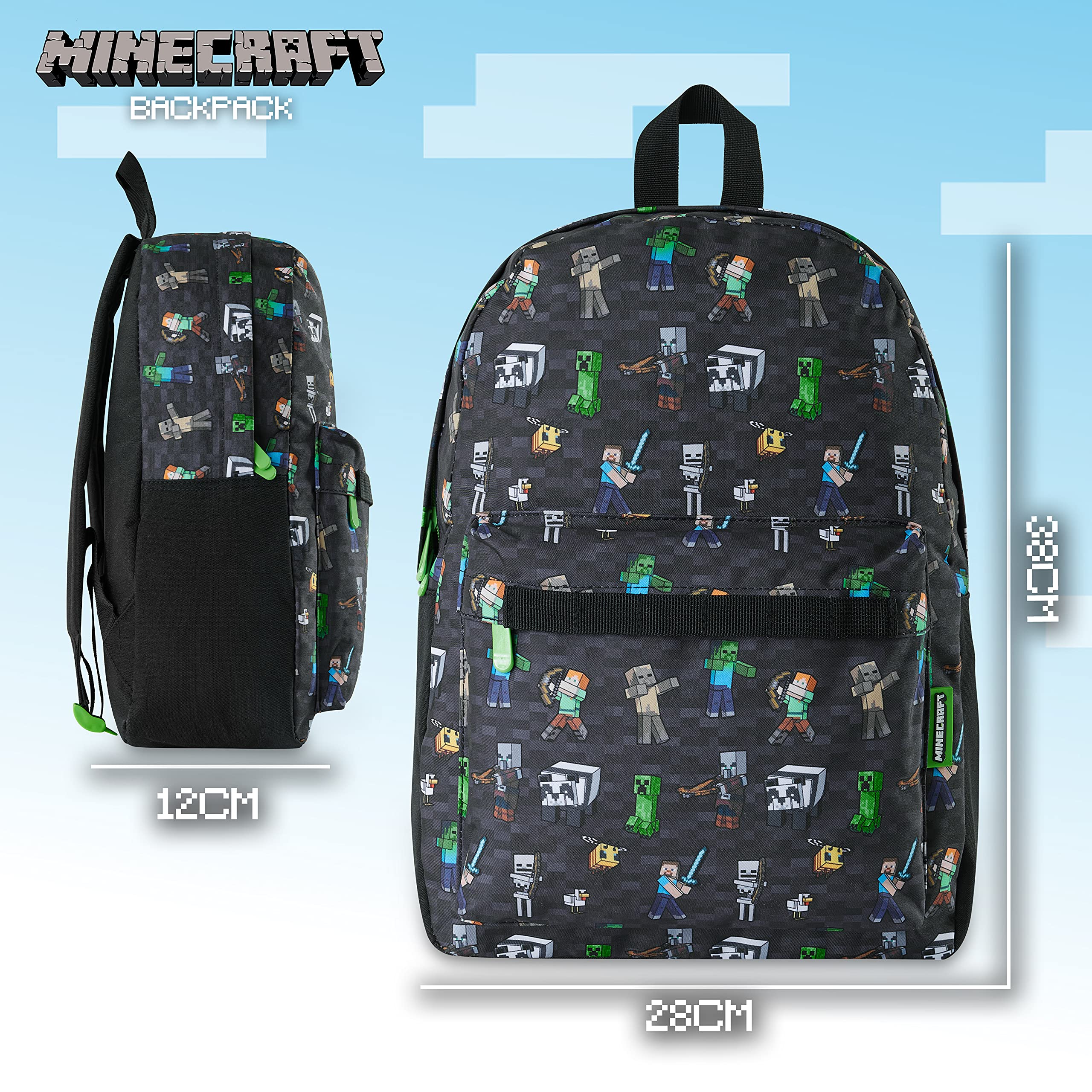 Foto 7 pulgar | Mochila Escolar Minecraft Kids Con Bolsillo Frontal Black App - Venta Internacional.