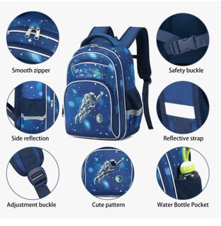 Foto 3 | Mochila Escolar Impermeable Xtellar Para Niños Primarios Infantiles Con Múltiples Compartimentos Y Correas De P