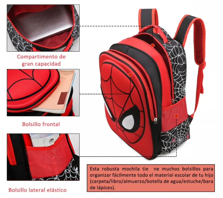 Foto 4 pulgar | Mochila Preescolar Xtellar Rojo Spider Niños