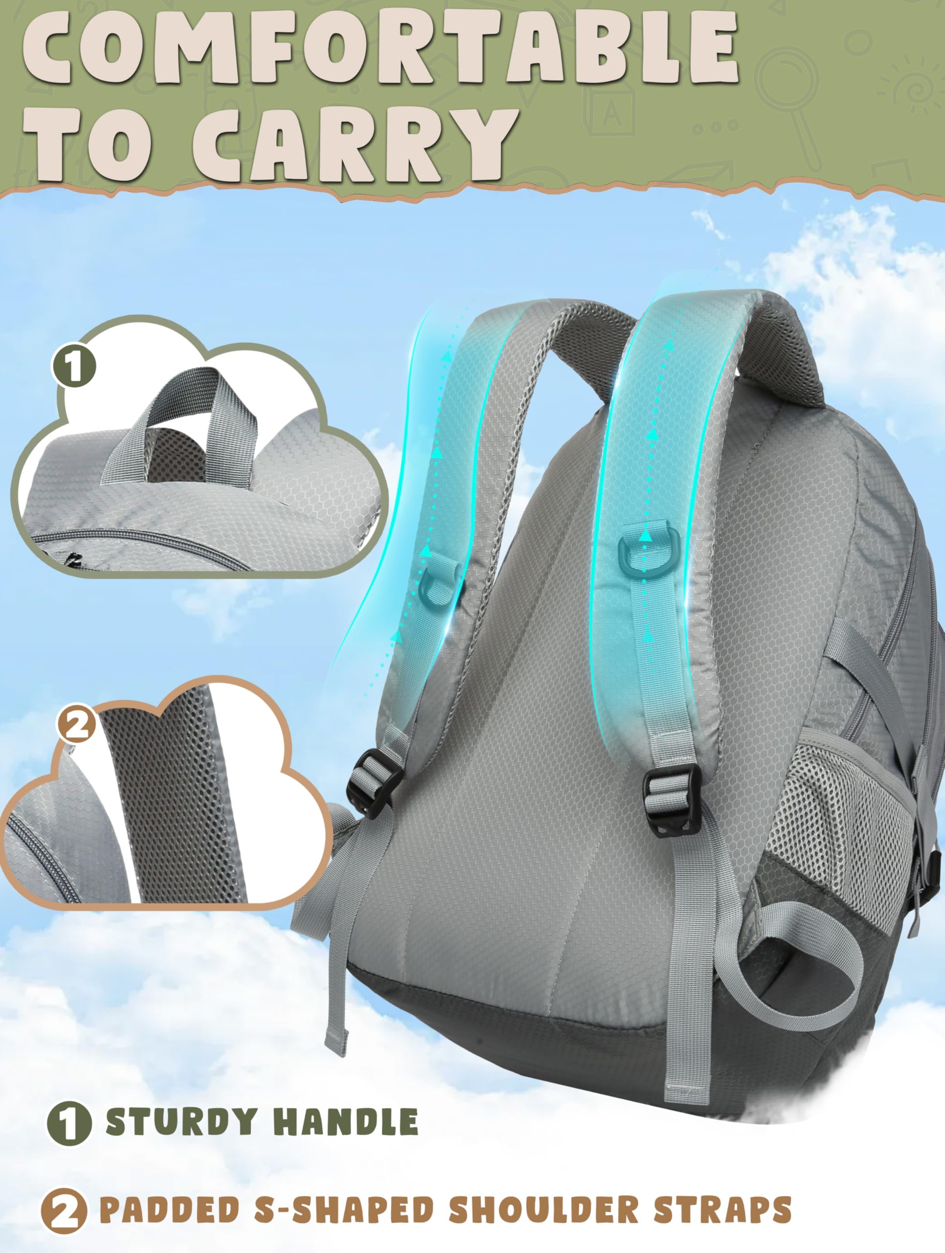 Foto 7 pulgar | Mochila Bluefairy Para Adolescentes, Niños Y Niñas, 18 Litros, Color Gris - Venta Internacional.