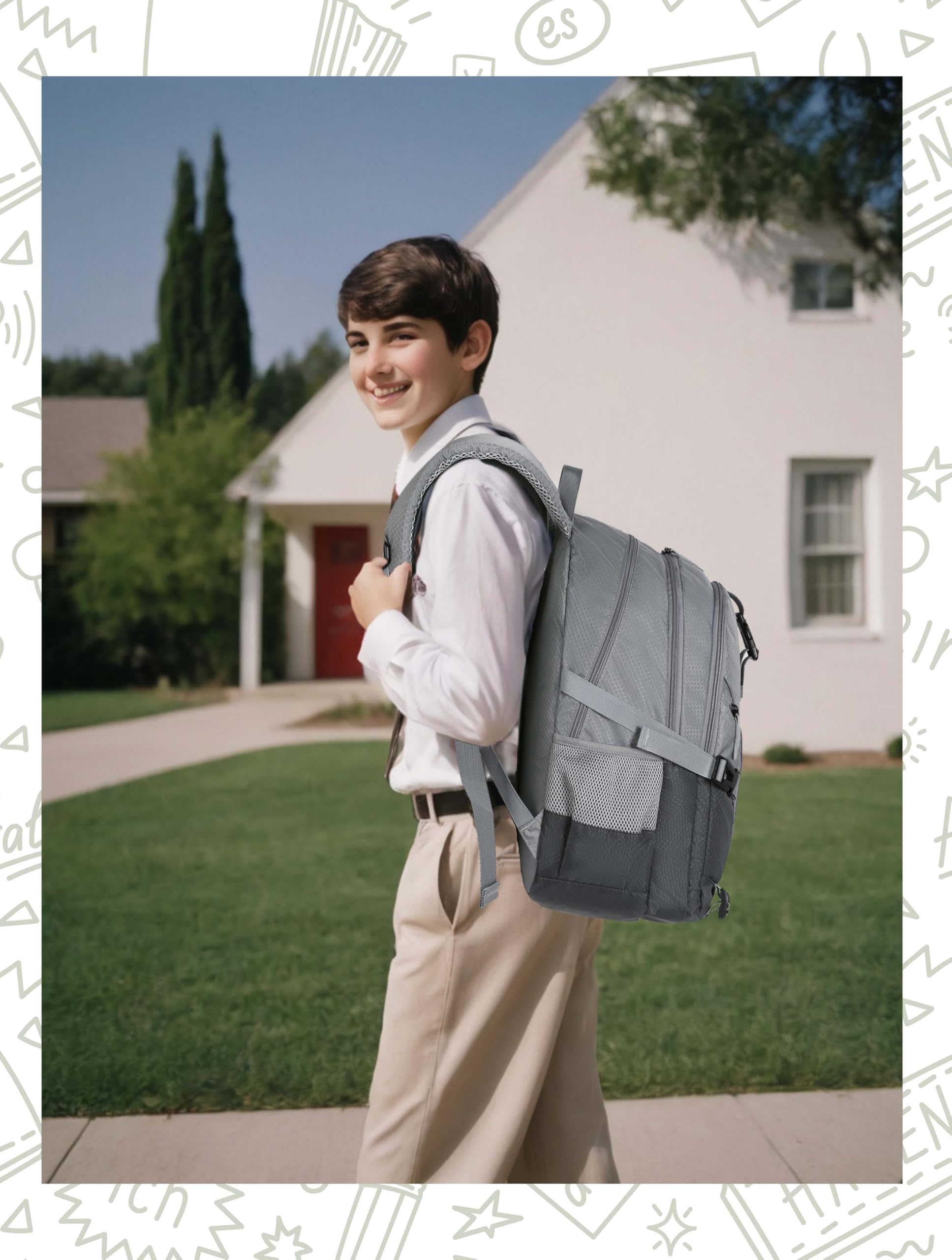 Foto 7 | Mochila Bluefairy Para Adolescentes, Niños Y Niñas, 18 Litros, Color Gris - Venta Internacional.