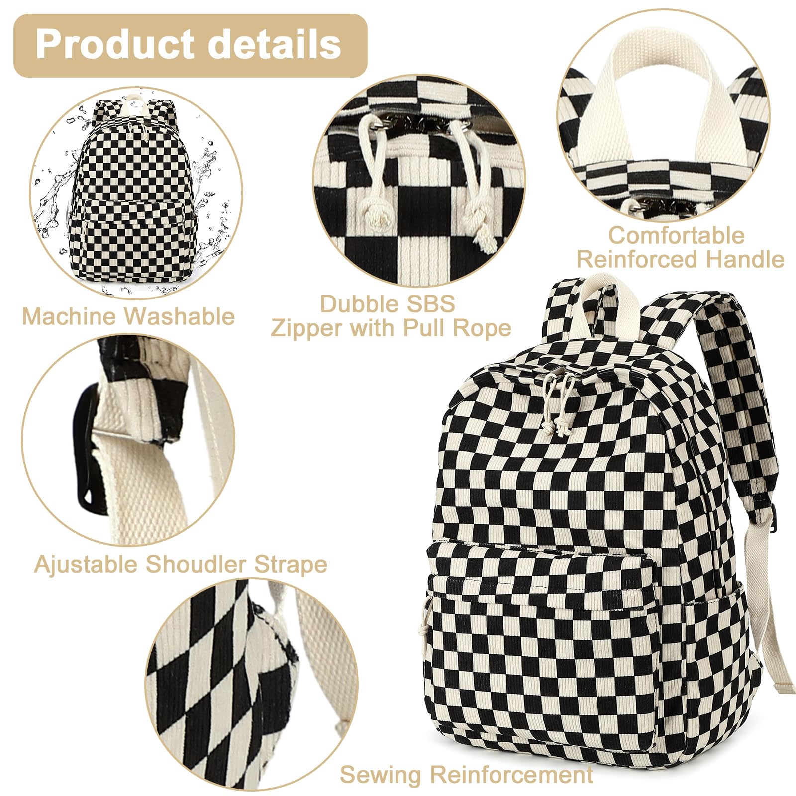 Foto 6 pulgar | Mochila Bluboon Para Niñas En Edad Escolar Y Mujer, Pana, 13 Pulgadas - Venta Internacional.