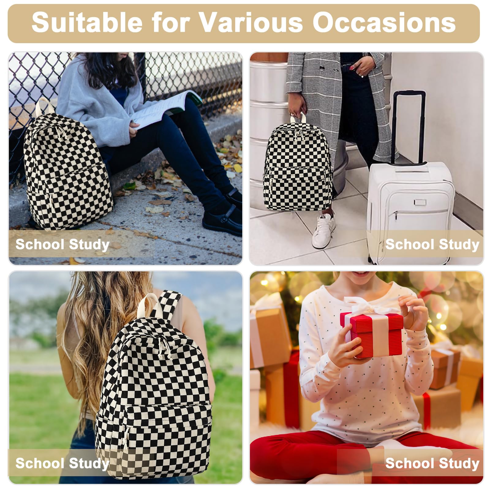 Foto 7 pulgar | Mochila Bluboon Para Niñas En Edad Escolar Y Mujer, Pana, 13 Pulgadas - Venta Internacional.