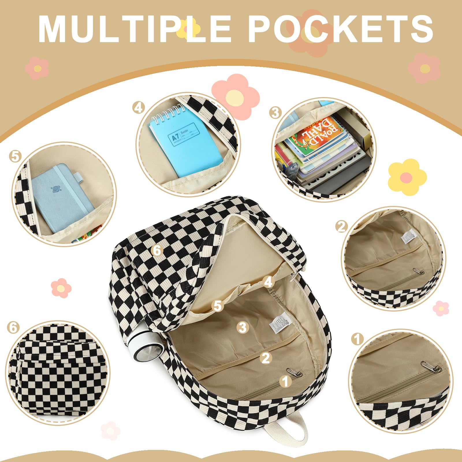 Foto 8 pulgar | Mochila Bluboon Para Niñas En Edad Escolar Y Mujer, Pana, 13 Pulgadas - Venta Internacional.