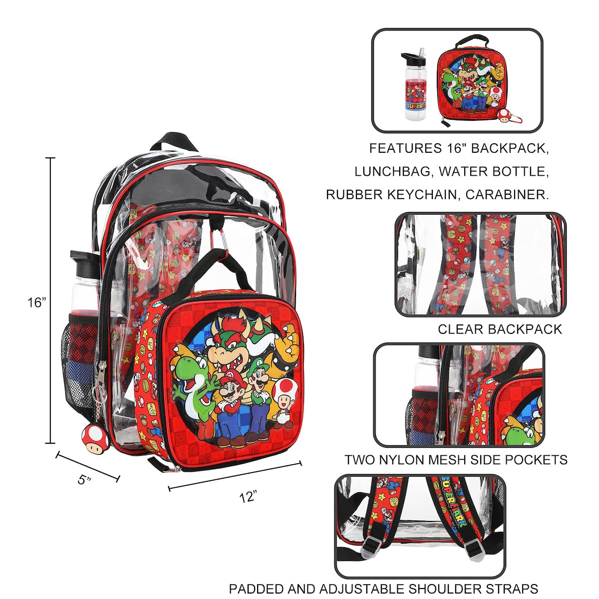 Foto 4 pulgar | Set De Mochila Y Lonchera Super Mario Brothers Con Botella De Agua - Venta Internacional.