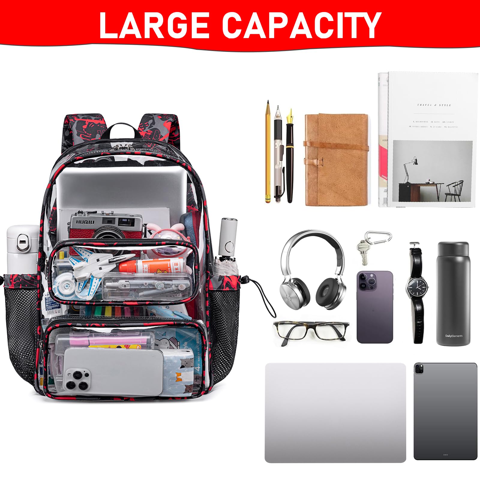 Foto 7 | Mochila Transparente Camtop Transparent Heavy Duty Para La Escuela - Venta Internacional.