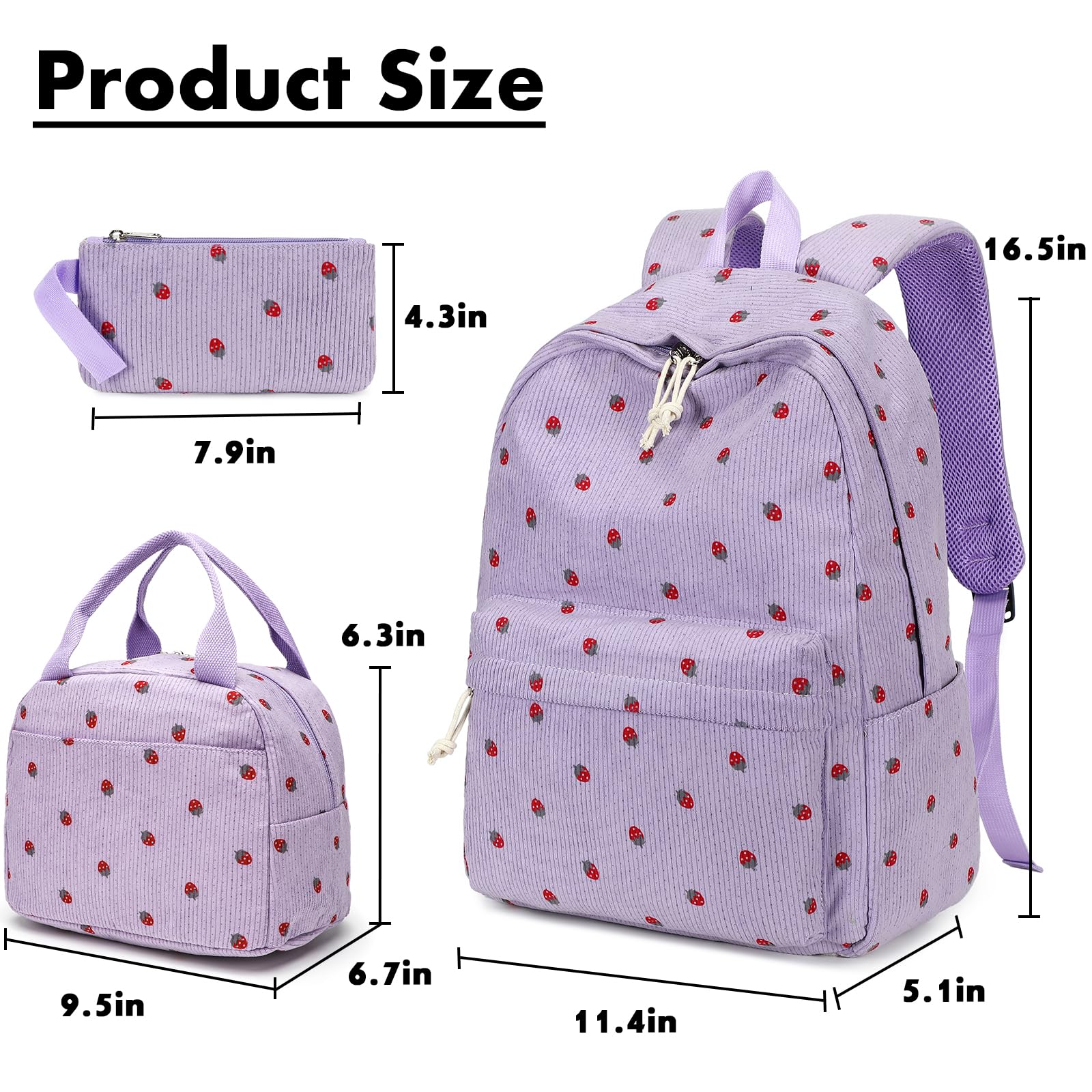 Foto 3 pulgar | Mochila Bluboon Para Niñas En Edad Escolar, Bolsa De Pana, 13 Pulgadas - Venta Internacional.