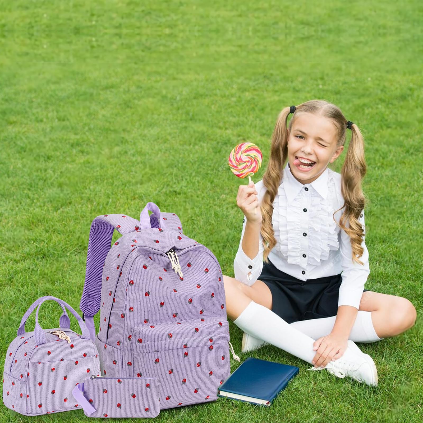 Foto 6 pulgar | Mochila Bluboon Para Niñas En Edad Escolar, Bolsa De Pana, 13 Pulgadas - Venta Internacional.