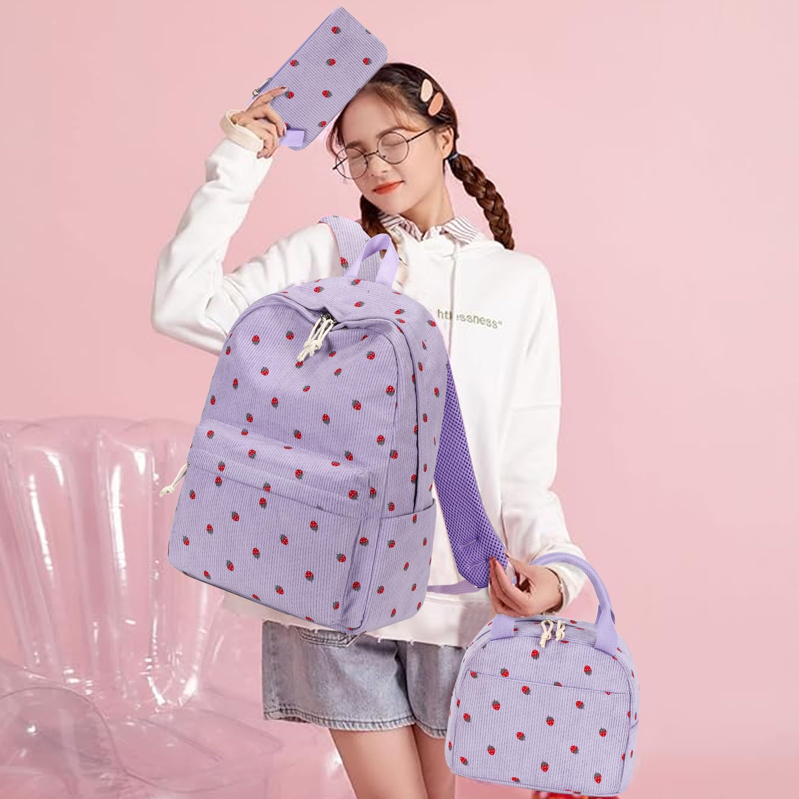 Foto 7 pulgar | Mochila Bluboon Para Niñas En Edad Escolar, Bolsa De Pana, 13 Pulgadas - Venta Internacional.