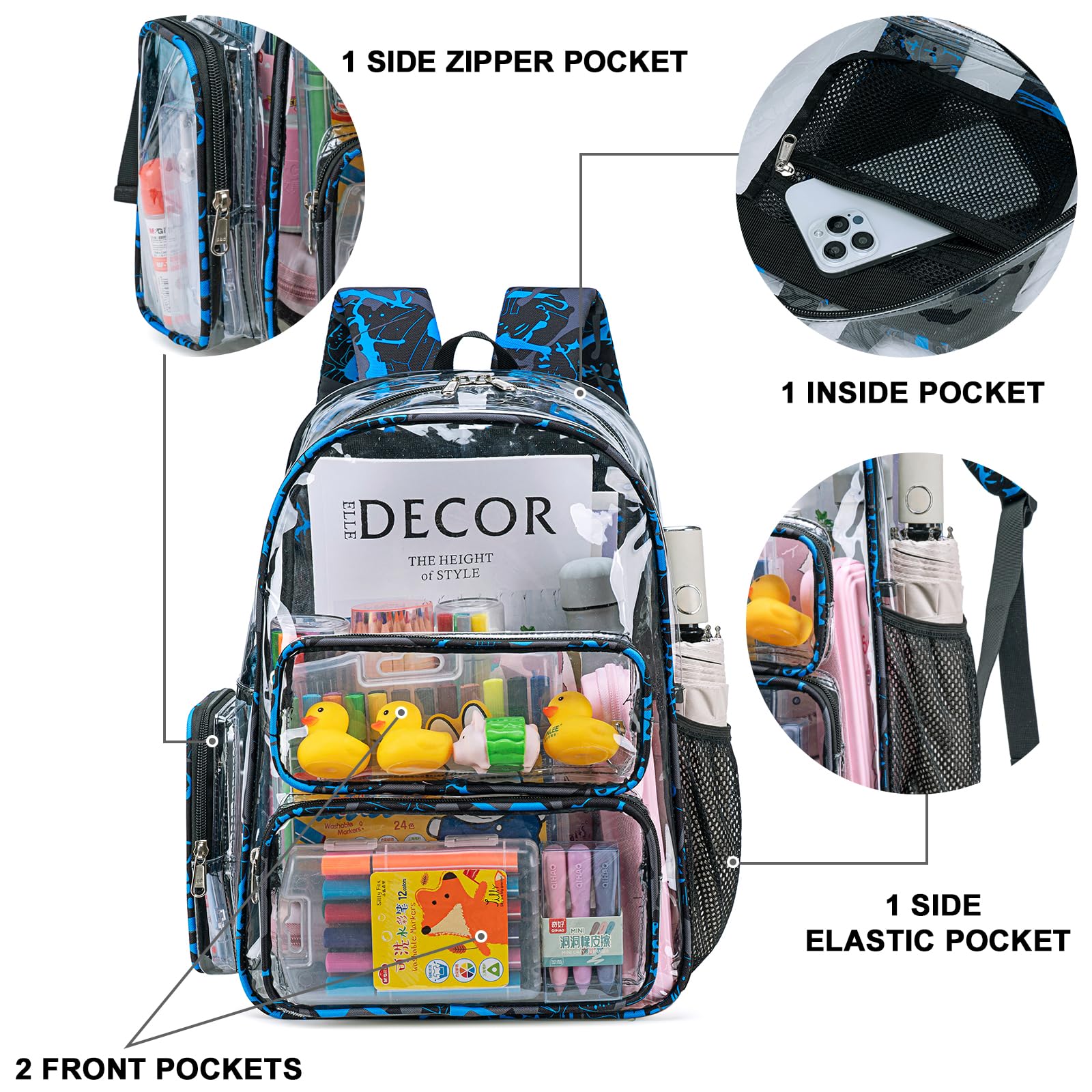 Foto 5 pulgar | Mochila Transparente Camtop Heavy Duty Para La Escuela - Venta Internacional.