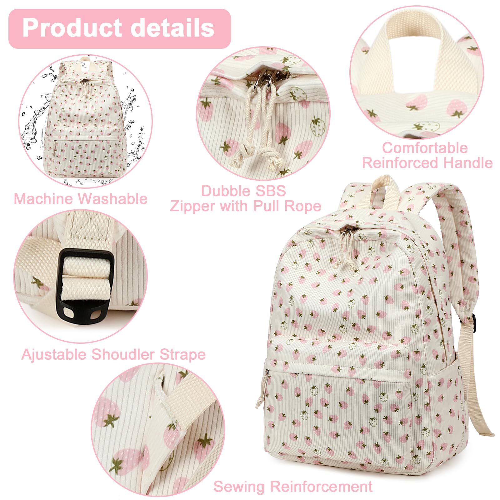 Foto 5 pulgar | Mochila Bluboon Para Niñas En Edad Escolar, Bolsa De Pana, 13 Pulgadas - Venta Internacional.