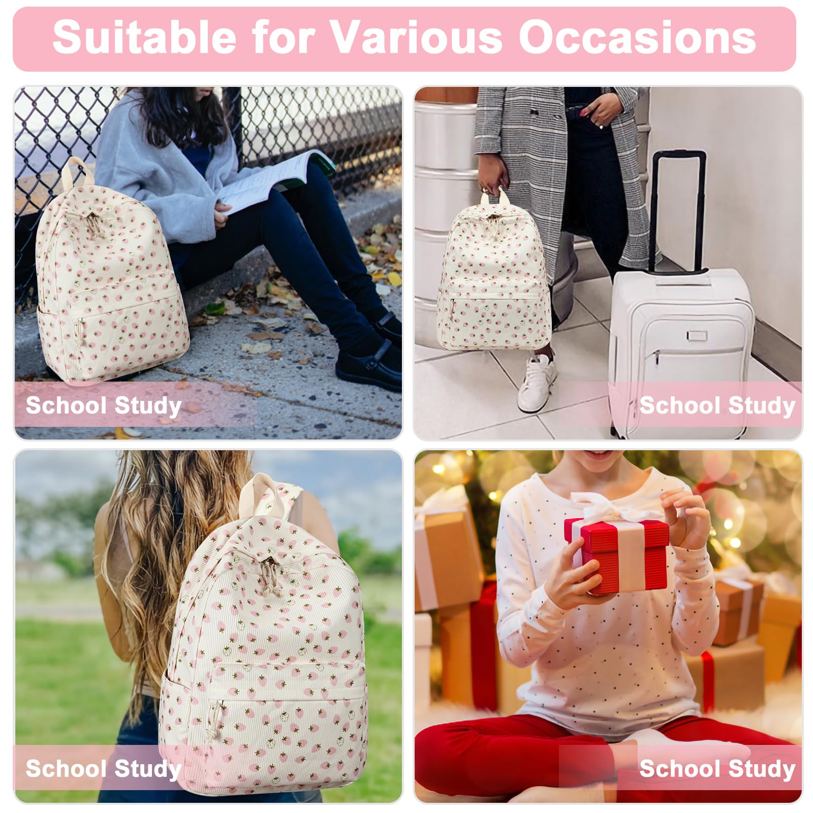 Foto 6 pulgar | Mochila Bluboon Para Niñas En Edad Escolar, Bolsa De Pana, 13 Pulgadas - Venta Internacional.