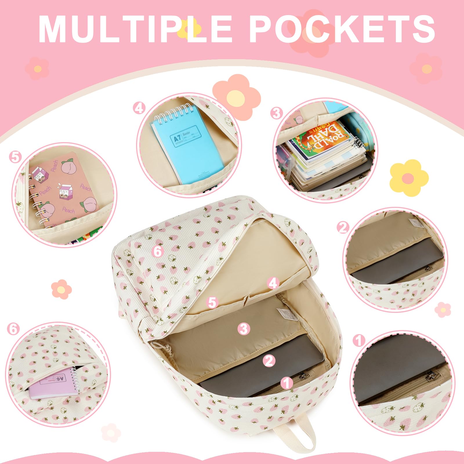 Foto 7 pulgar | Mochila Bluboon Para Niñas En Edad Escolar, Bolsa De Pana, 13 Pulgadas - Venta Internacional.