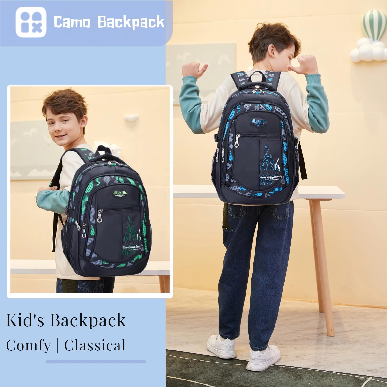 Foto 3 pulgar | Mochila Bansusu Camo Boys Para Escuela Secundaria - Venta Internacional.
