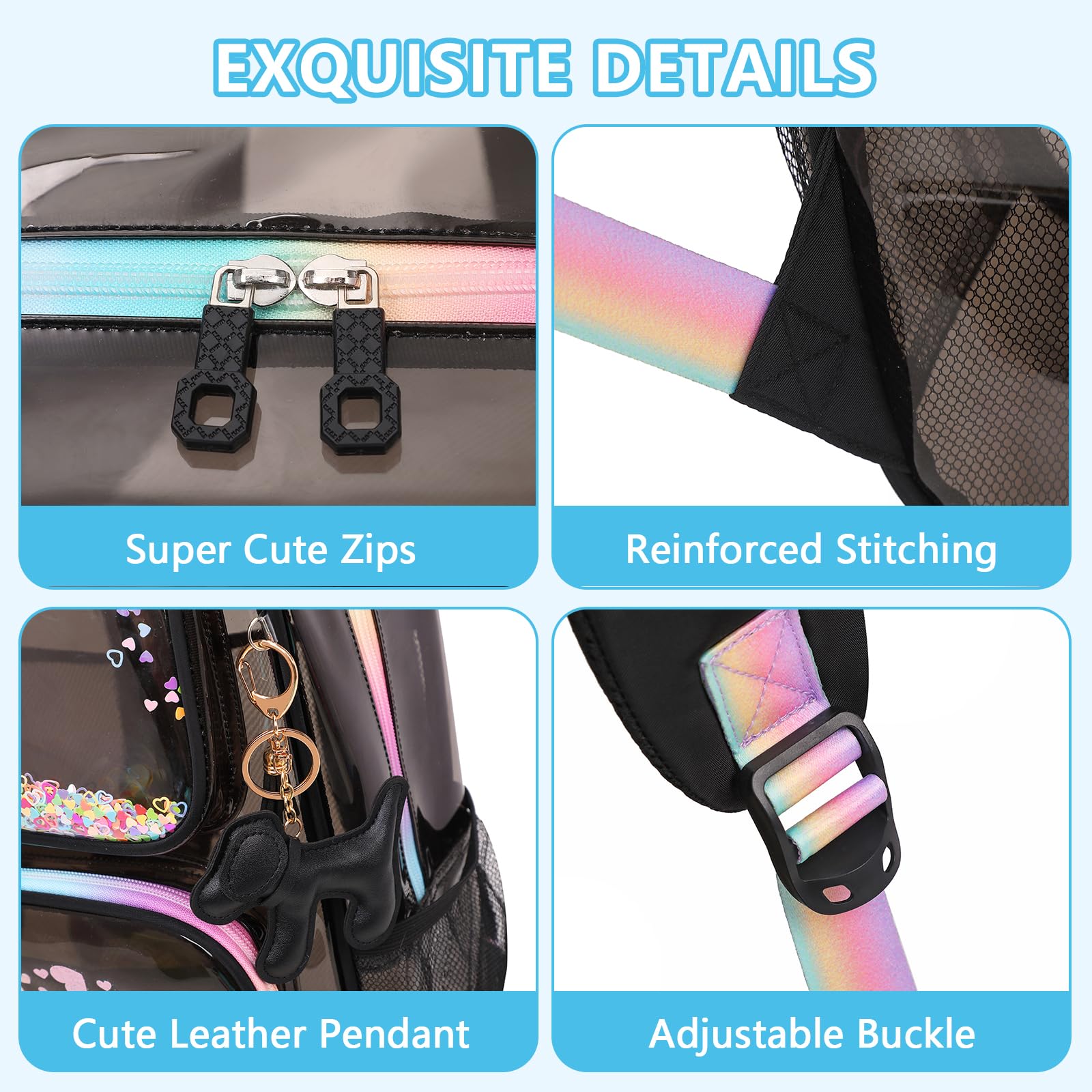 Foto 8 pulgar | Mochila Transparente Moonbaby Lovely Para Niñas En Edad Escolar - Venta Internacional.