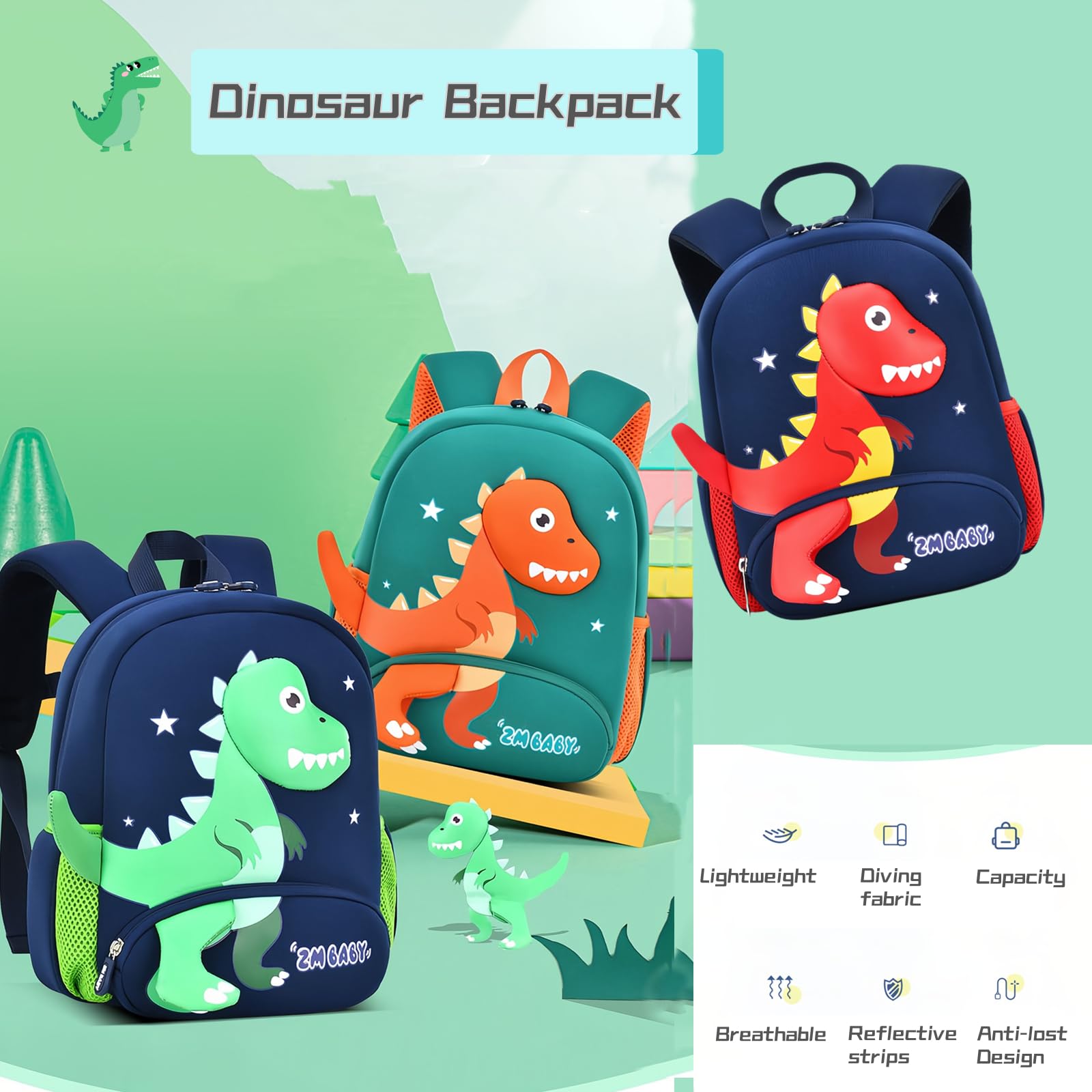 Foto 3 pulgar | Mochila Bansusu Dinosaur Anti-lost Para Niños De Jardín De Infantes - Venta Internacional.
