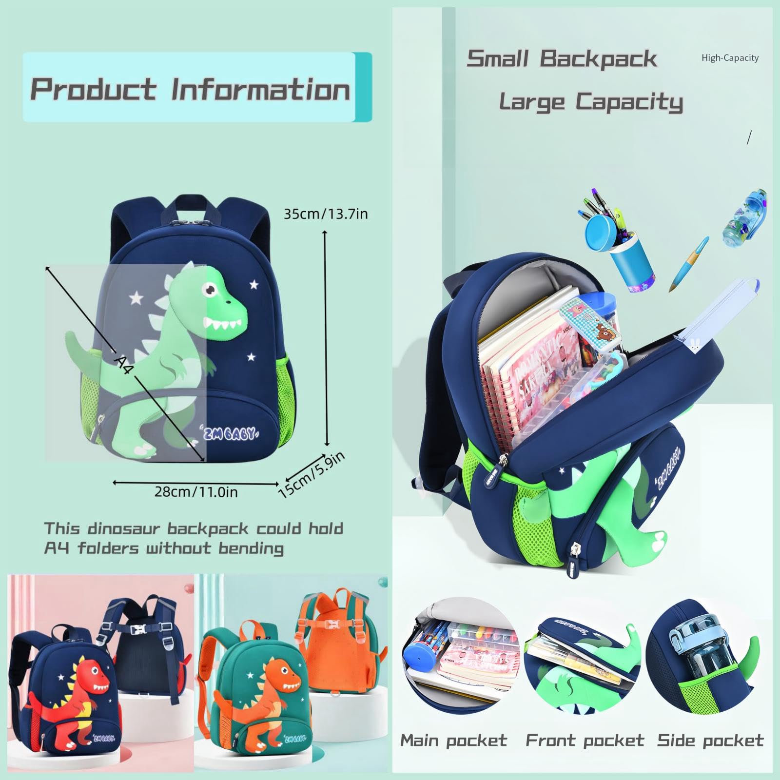 Foto 4 pulgar | Mochila Bansusu Dinosaur Anti-lost Para Niños De Jardín De Infantes - Venta Internacional.