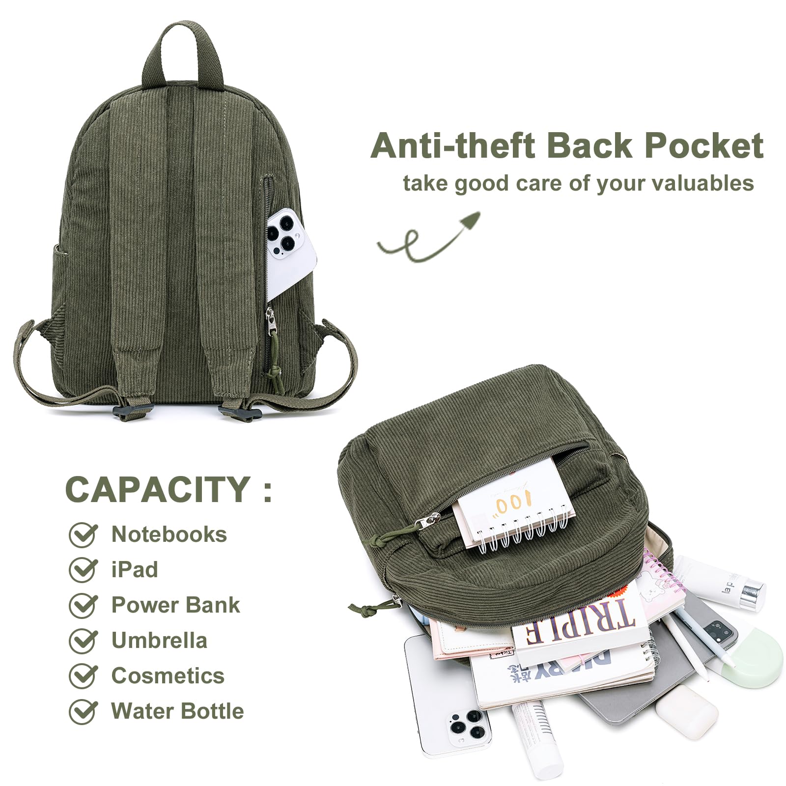 Foto 4 pulgar | Minimochila Btoop Oliva de Pana - Venta Internacional