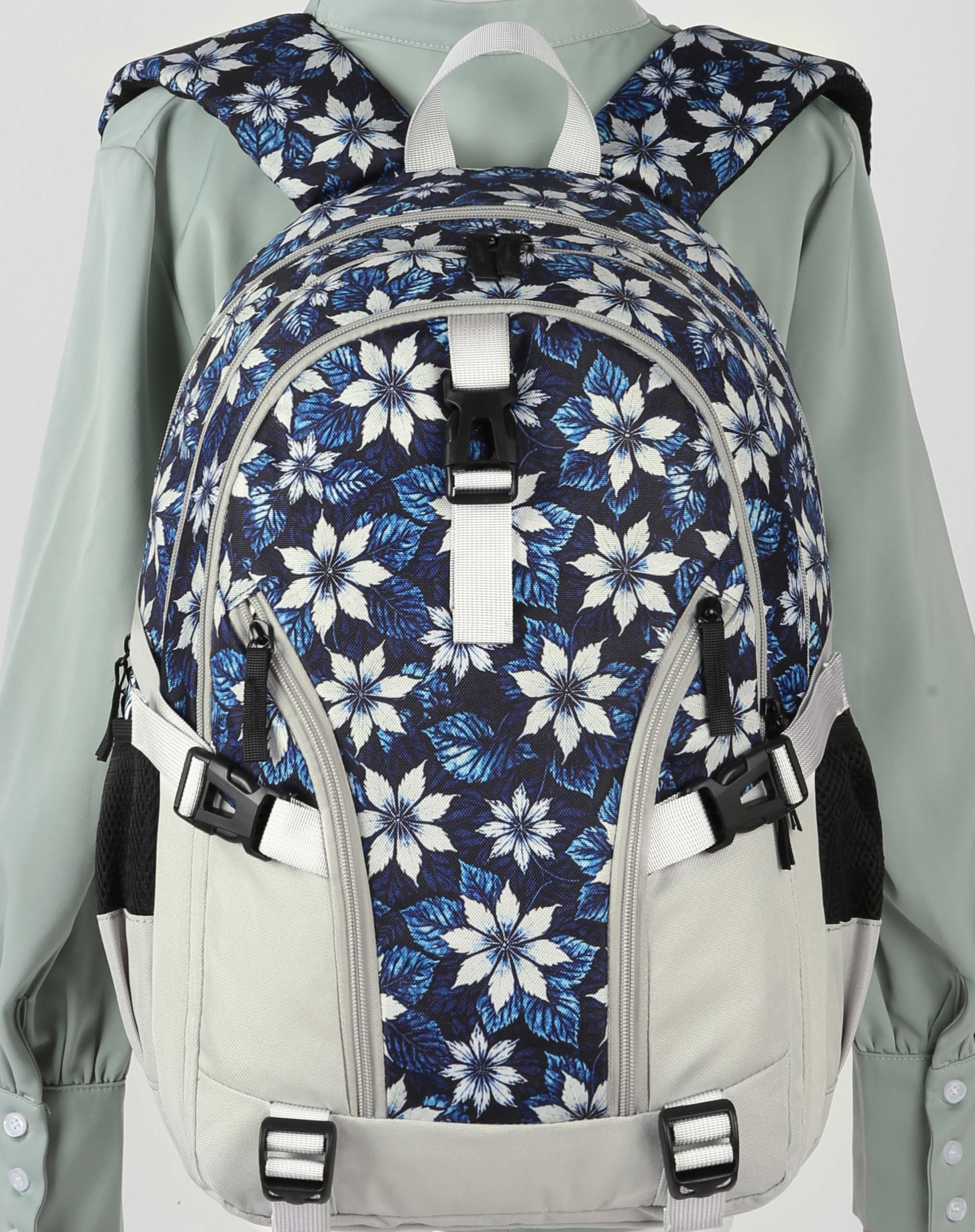 Foto 8 pulgar | Mochila Bluefairy Floral para Portátil 15.6 Pulgadas Gris - Venta Internacional